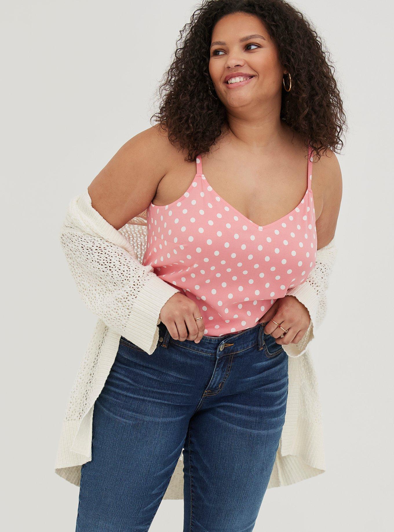 Plus Size - Red Polka Dot Stretch Challis Off Shoulder Blouse - Torrid