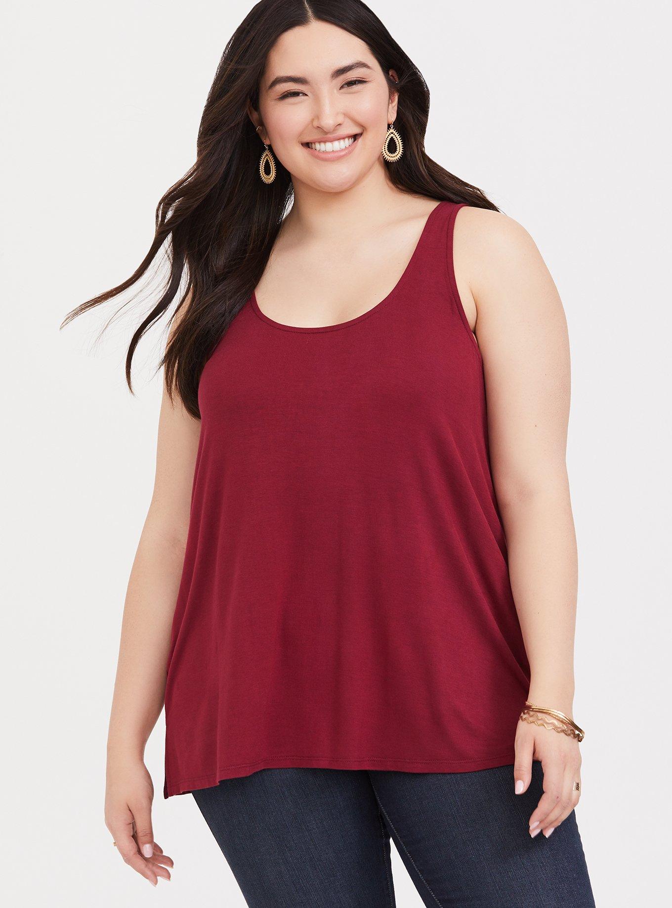 Super Soft Scoop Neck Strappy Back Tank, BURGUNDY, alternate