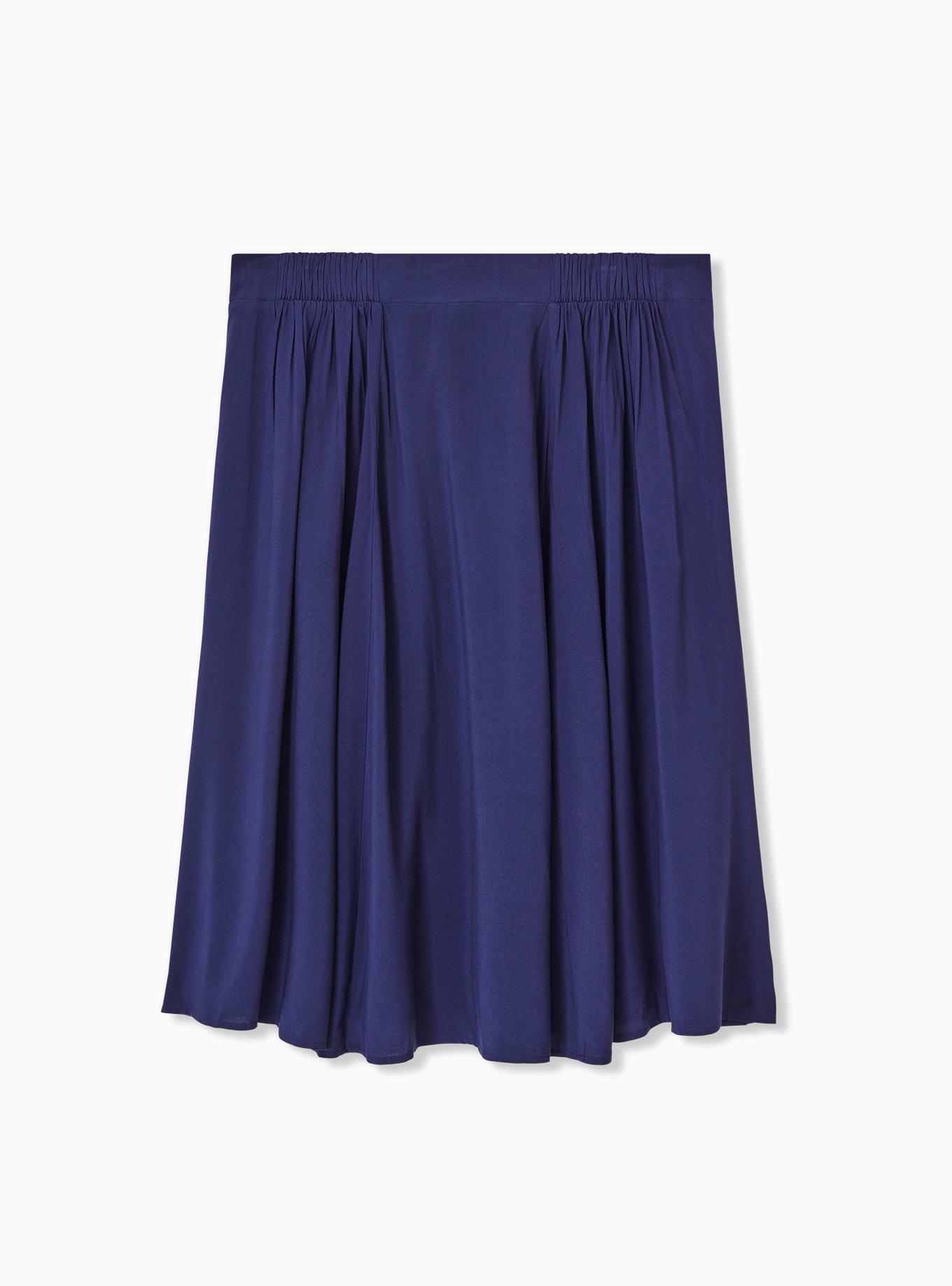 Plus Size Midi Challis Button-Front Skirt, PEACOAT, alternate
