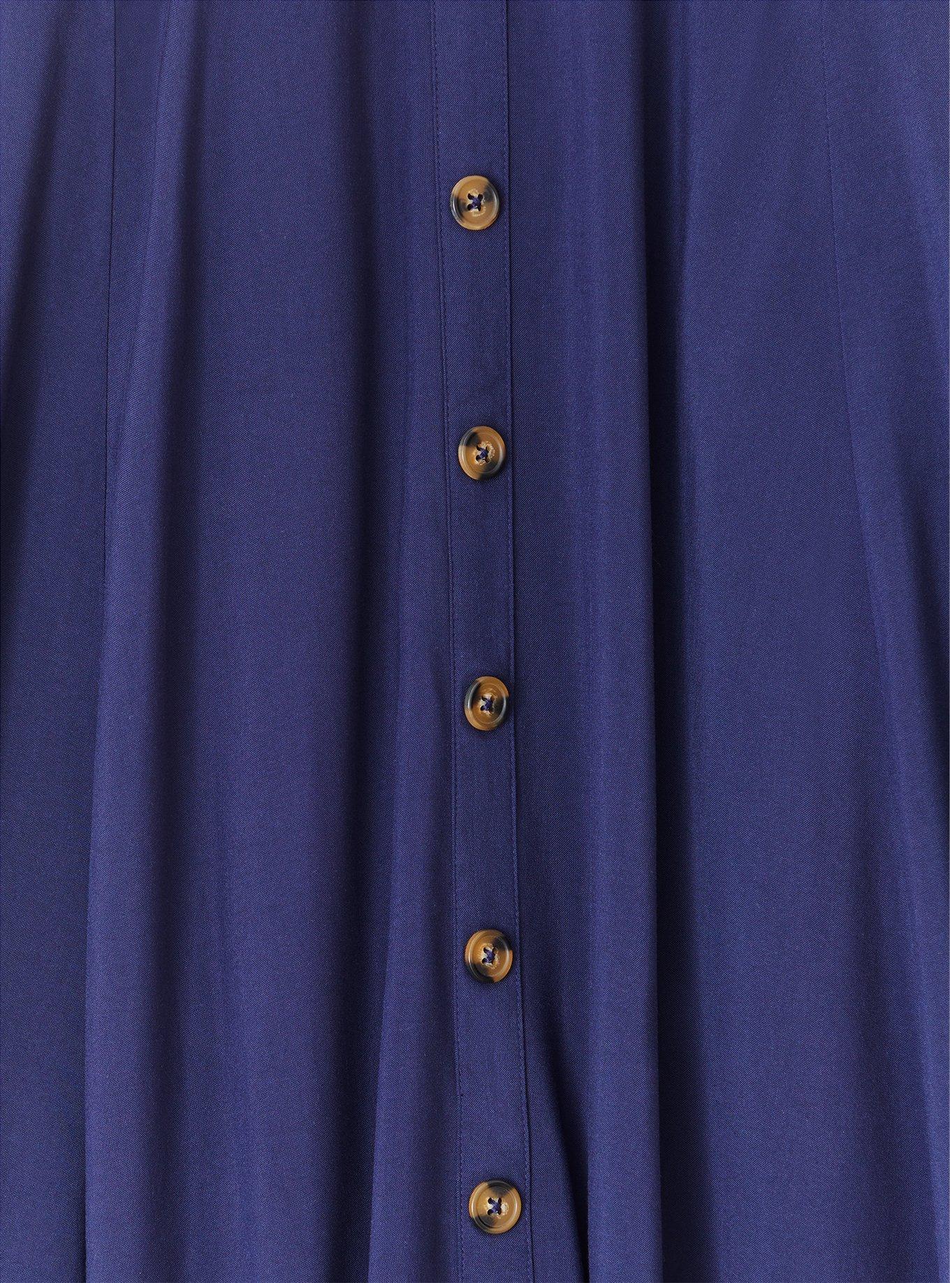Plus Size Midi Challis Button-Front Skirt, PEACOAT, alternate