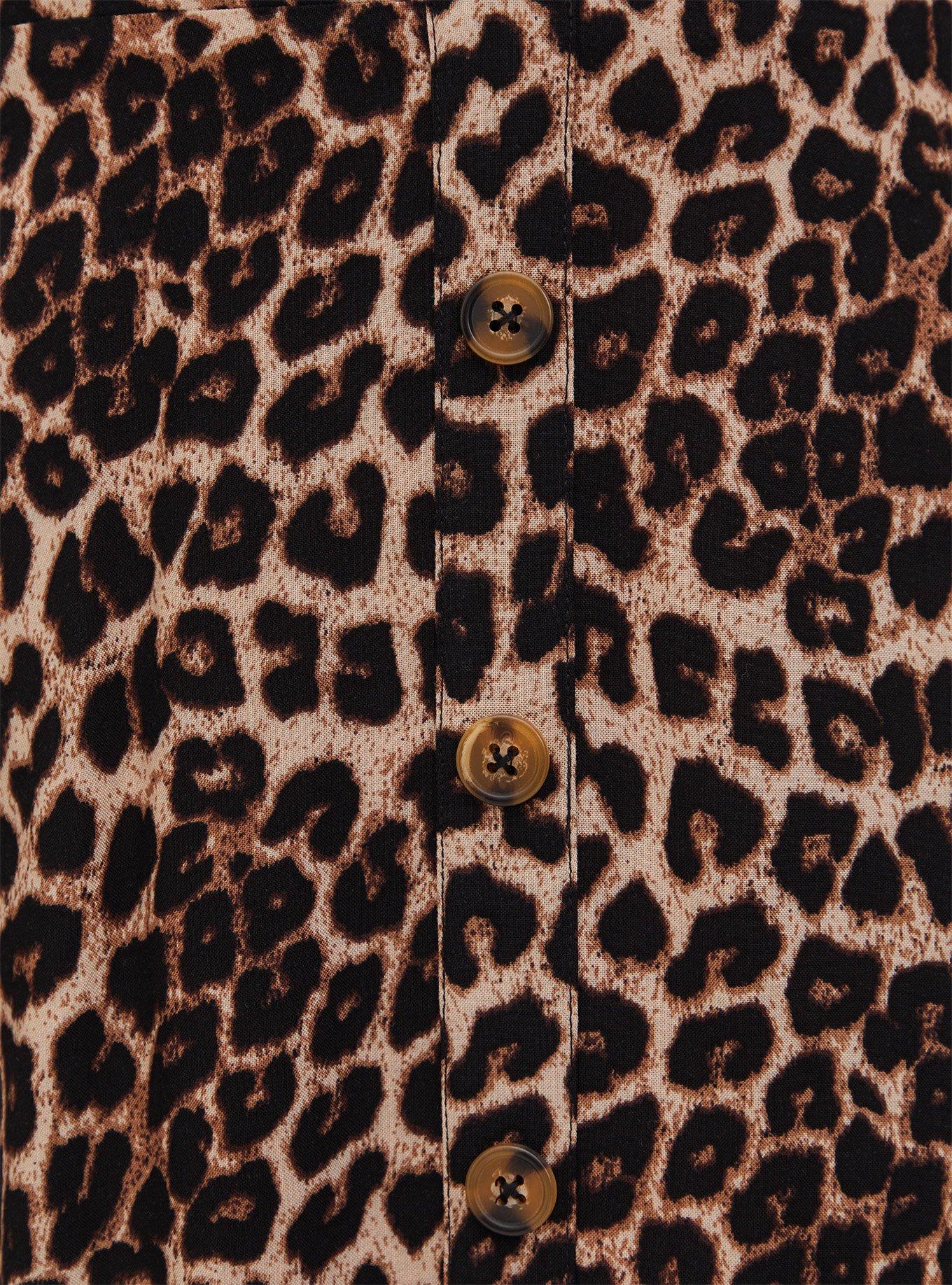 Midi Challis Button-Front Skirt, MIDI LEOPARD, alternate
