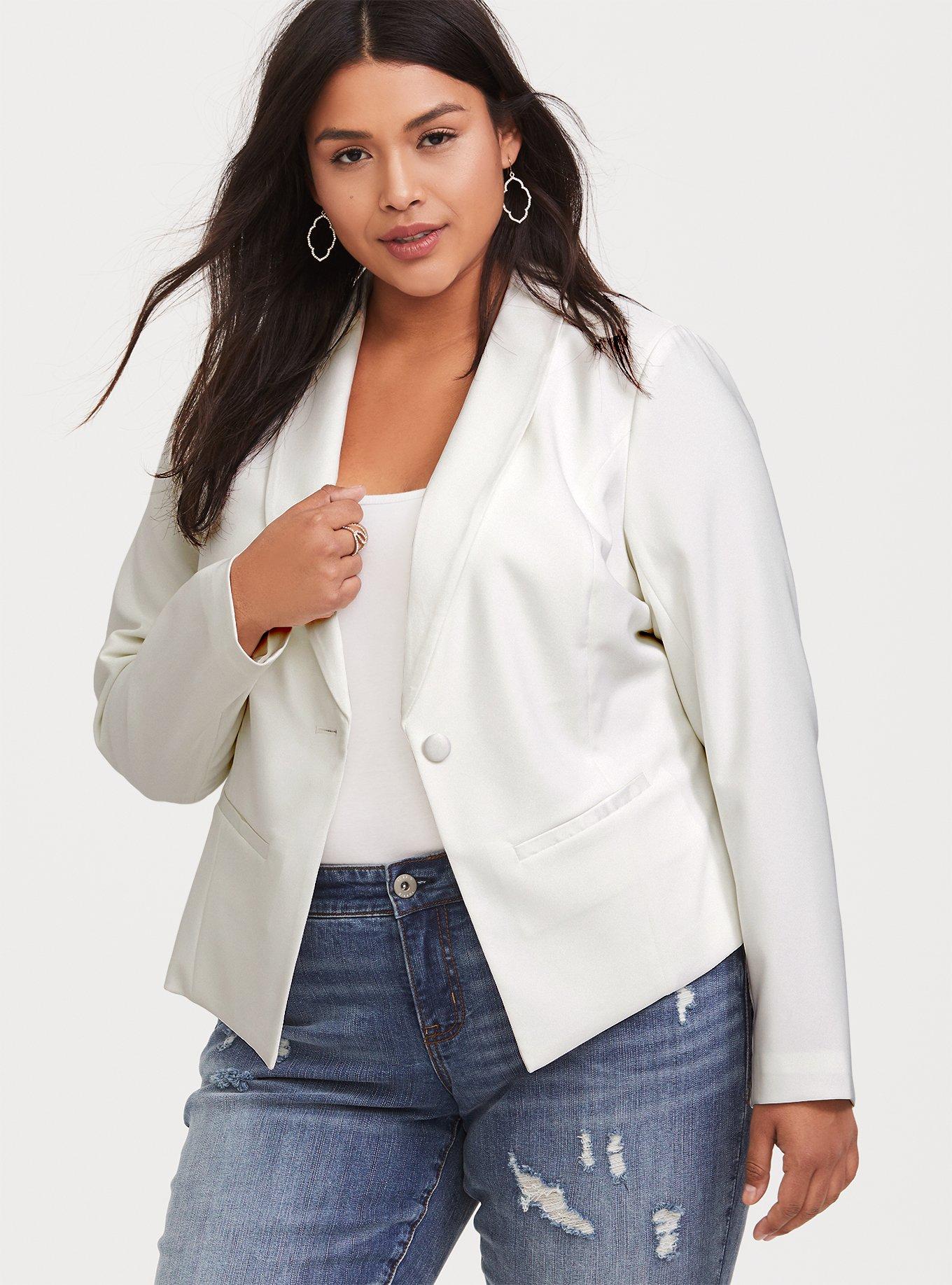 Plus Size Special Occasion White Tuxedo Blazer Torrid