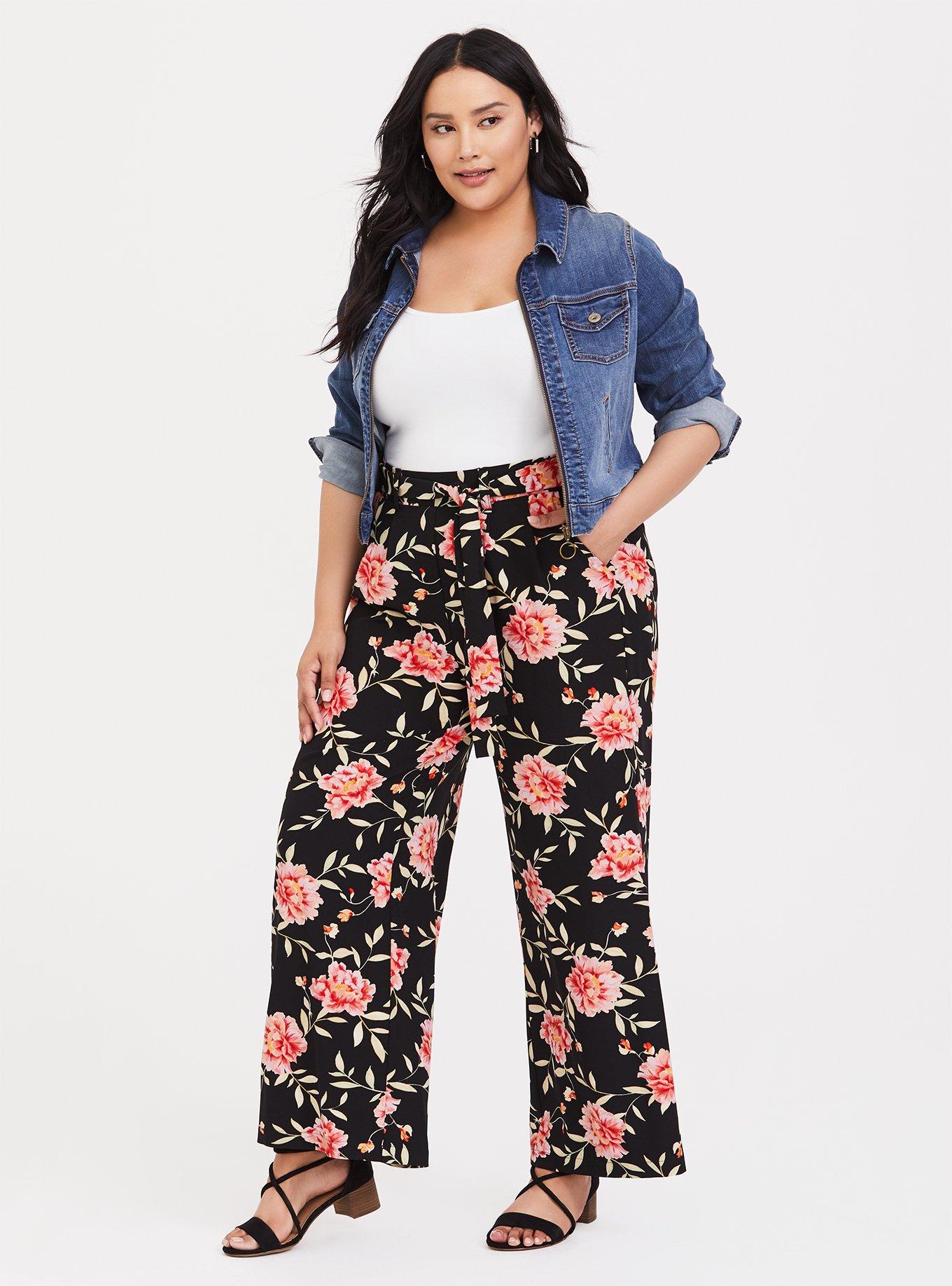 Plus size outlet floral pants