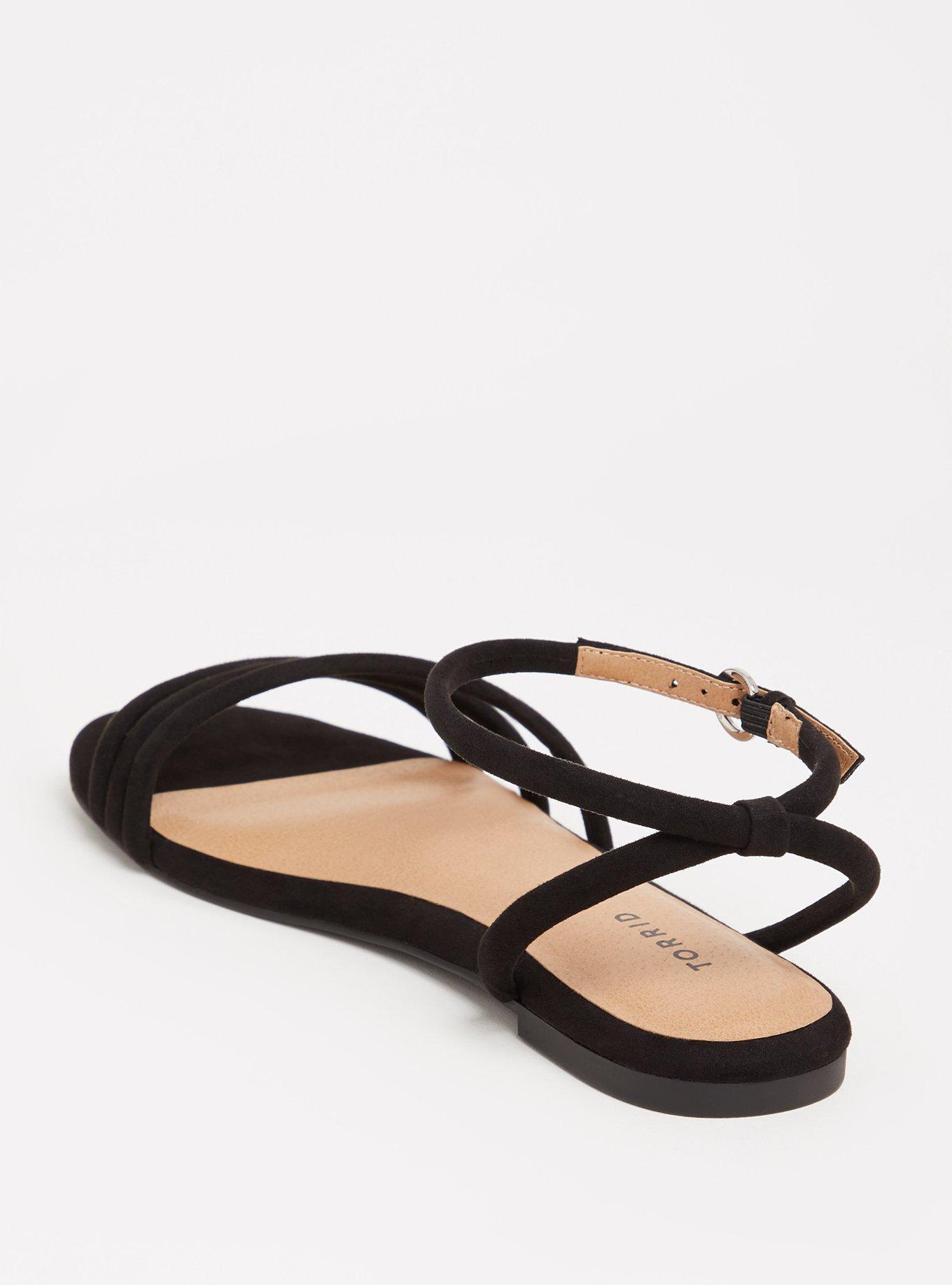 Plus Size Strappy Asymmetrical Sandal (WW), BLACK, alternate