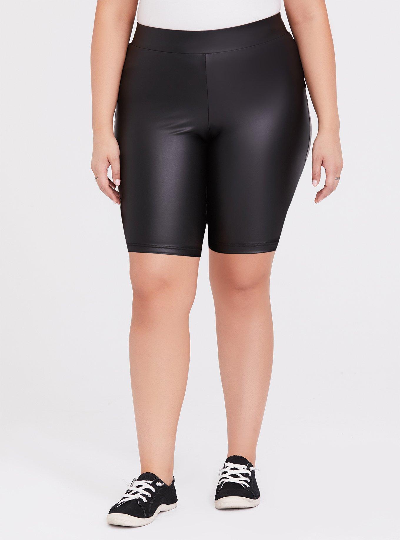 Red Hot by Spanx Women's Leather Look Bike Short Very Black SM