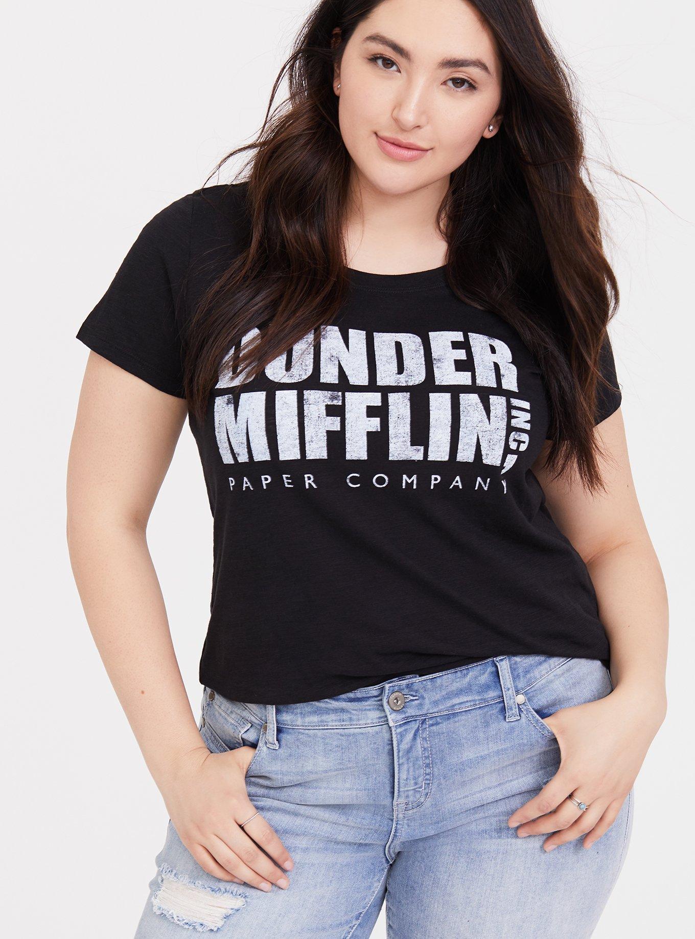 The Office Dunder Mifflin Logo Women's Black Short Sleeve Crew