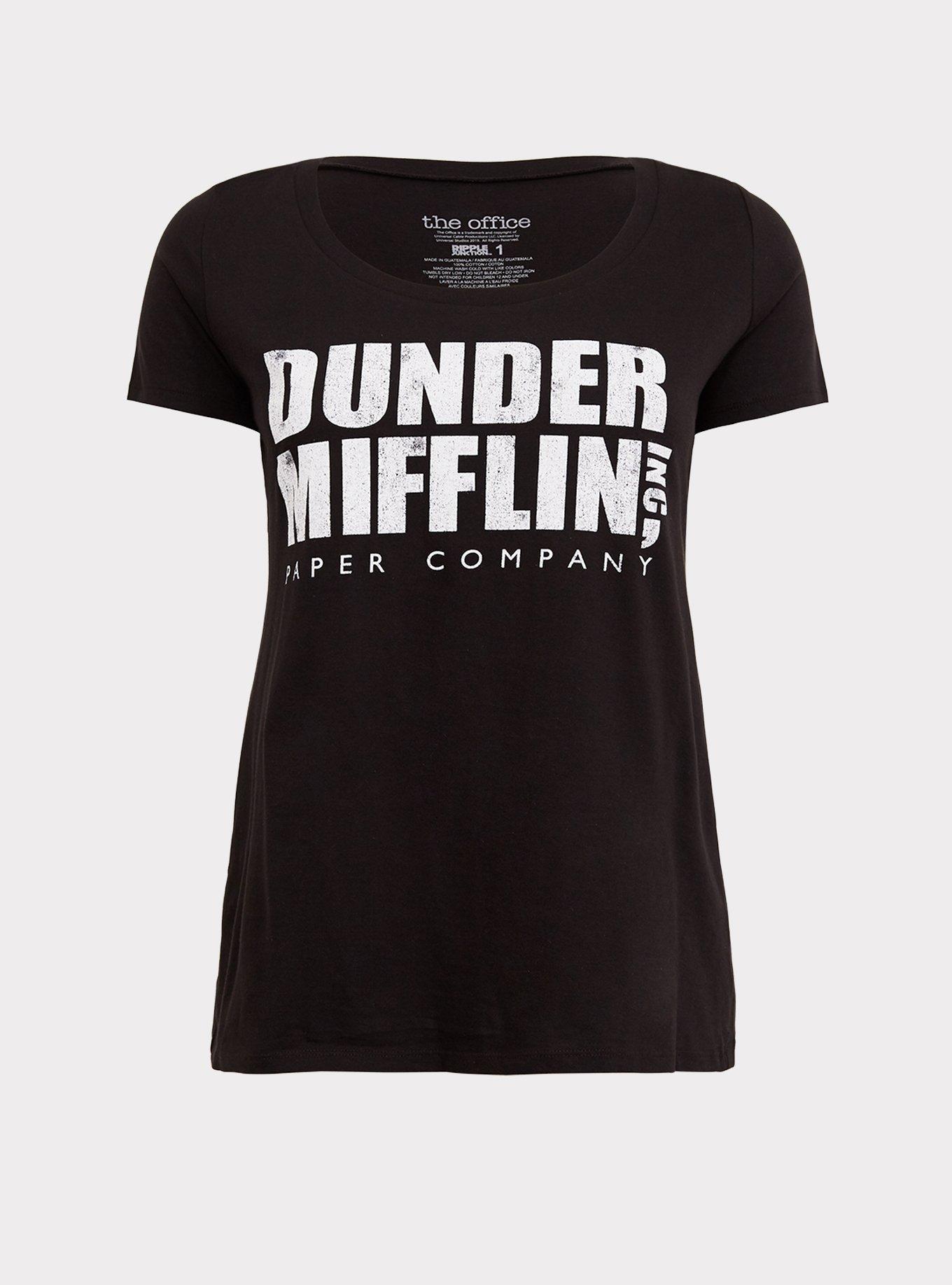 The Office Dunder Mifflin Black Slim Fit Crew Tee, DEEP BLACK, hi-res