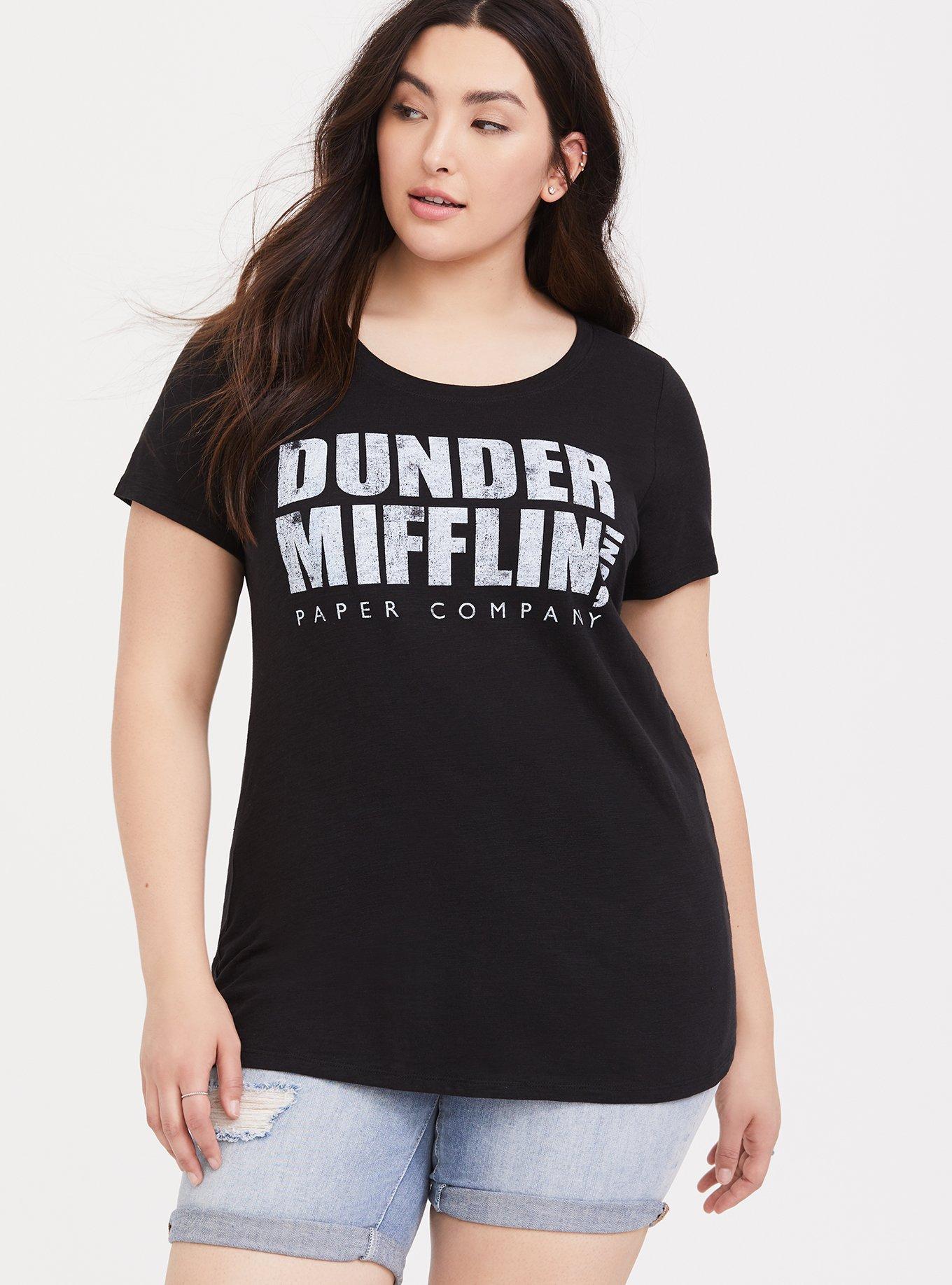 The Office Dunder Mifflin Black Slim Fit Crew Tee, DEEP BLACK, hi-res