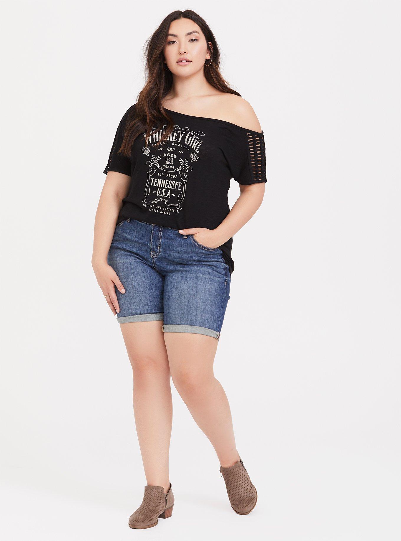 Plus Size - Whiskey Girl Black Off Shoulder Tee - Torrid