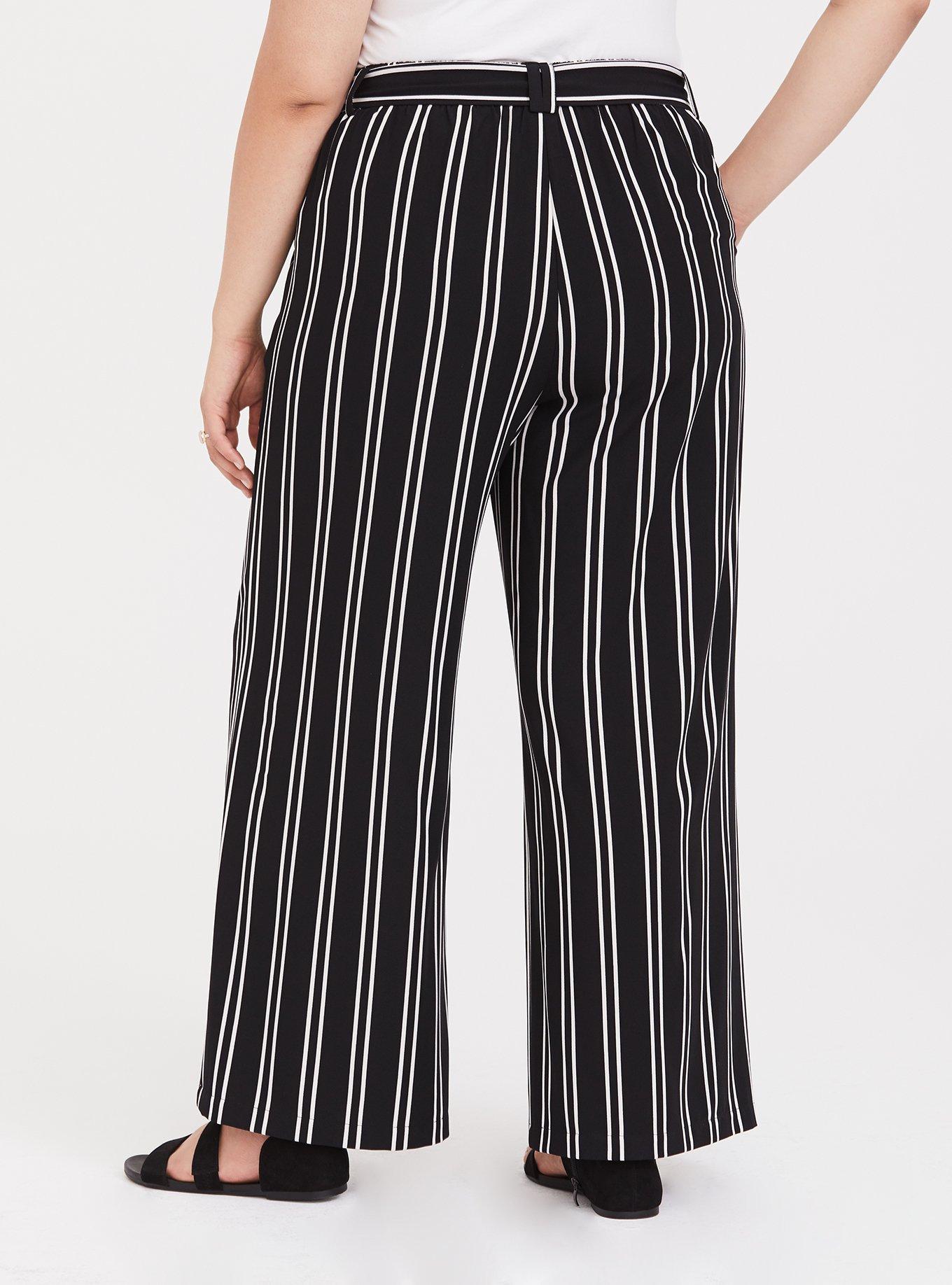 Plus Black Striped Wide Leg Pants