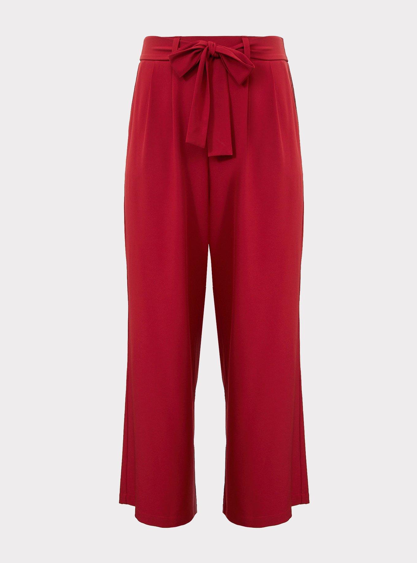 Plus Size - Red Structured Woven Wide Leg Pant - Torrid