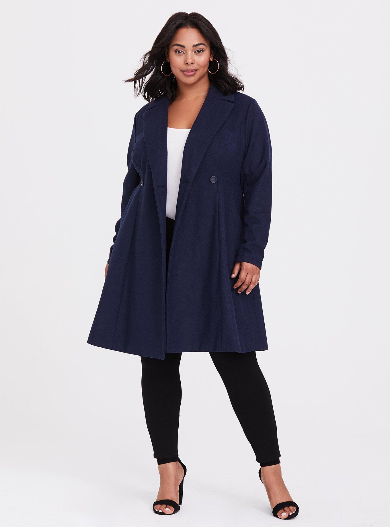 Plus Size - Wool-Blend Military Fit & Flare Coat - Torrid