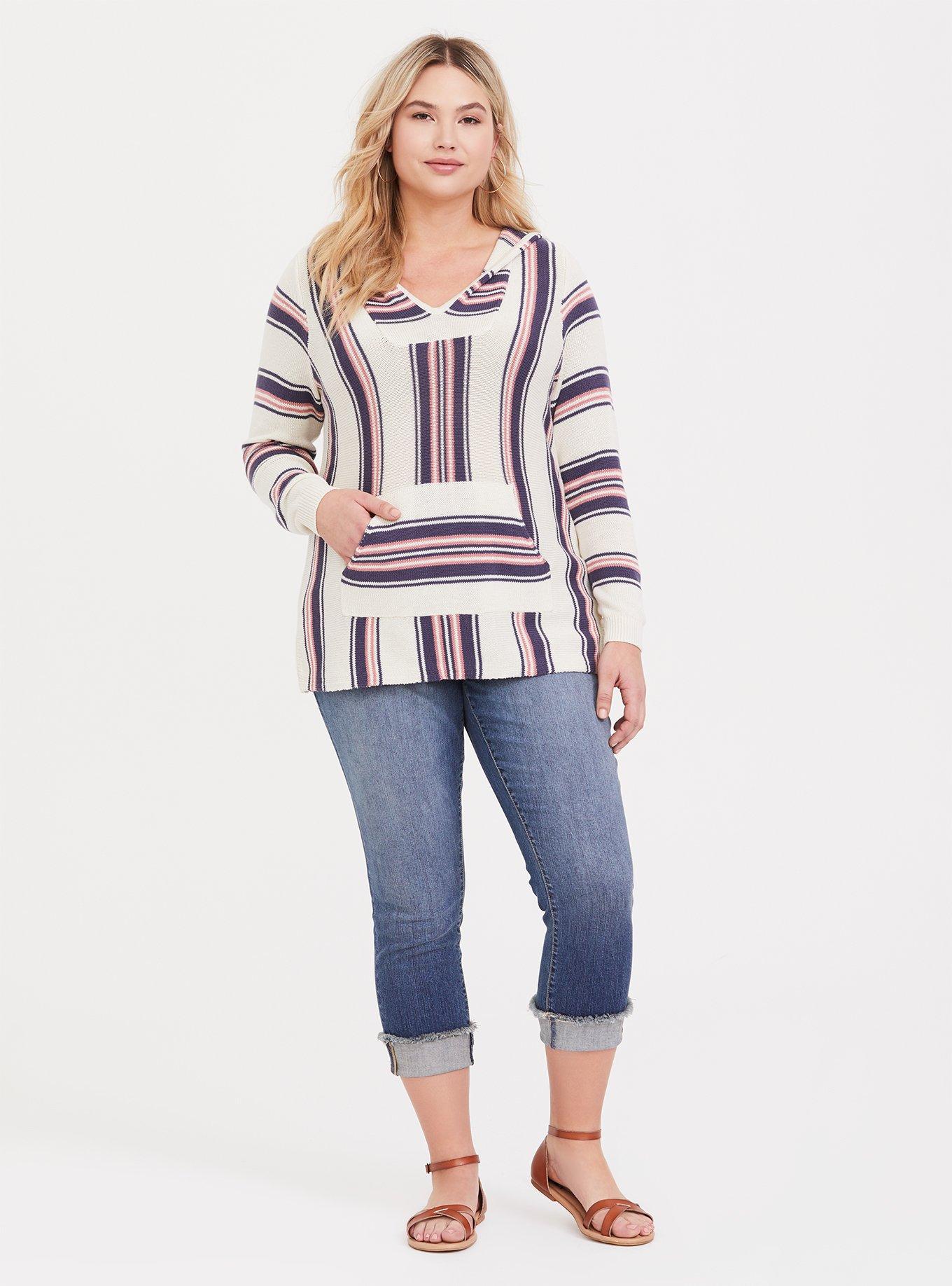 Ivory Stripe Pullover Baja Hoodie, STRIPE MULTICOLOR, alternate