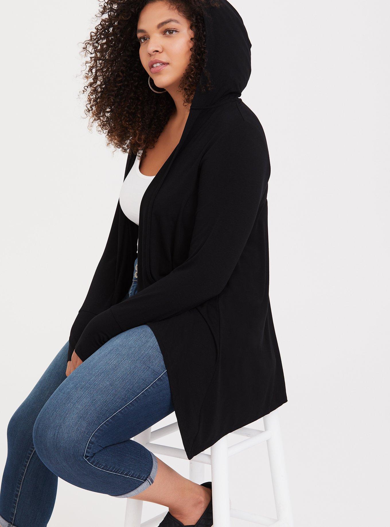 Plus Size - Super Soft Cardigan Hooded Drape Front - Torrid