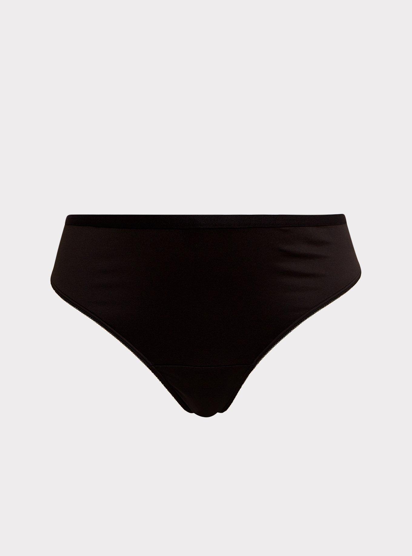 Plus Size - Microfiber Mid-Rise Thong Lattice Back Panty - Torrid