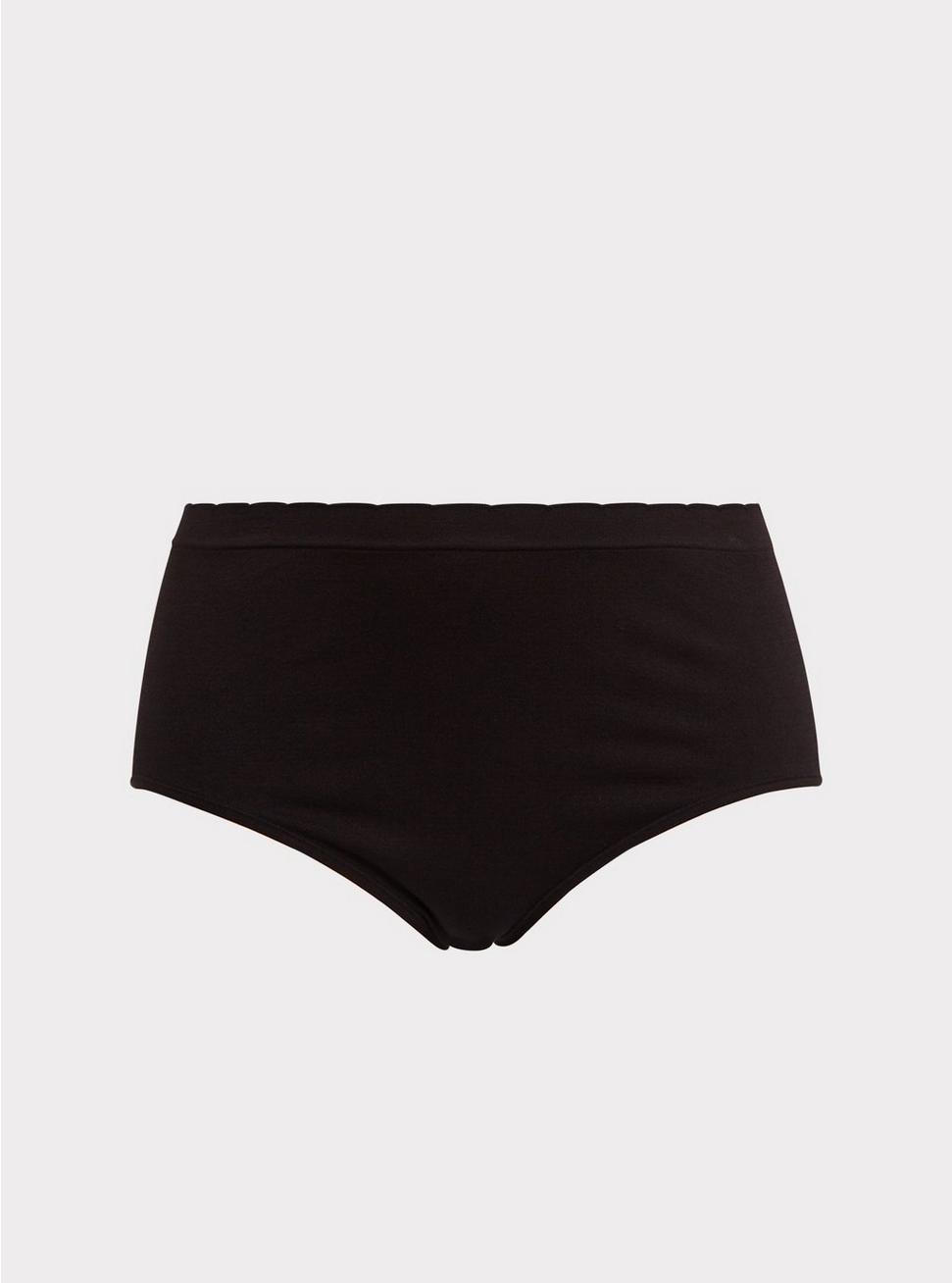 Plus Size Seamless Smooth Mid-Rise Brief Panty, RICH BLACK, hi-res