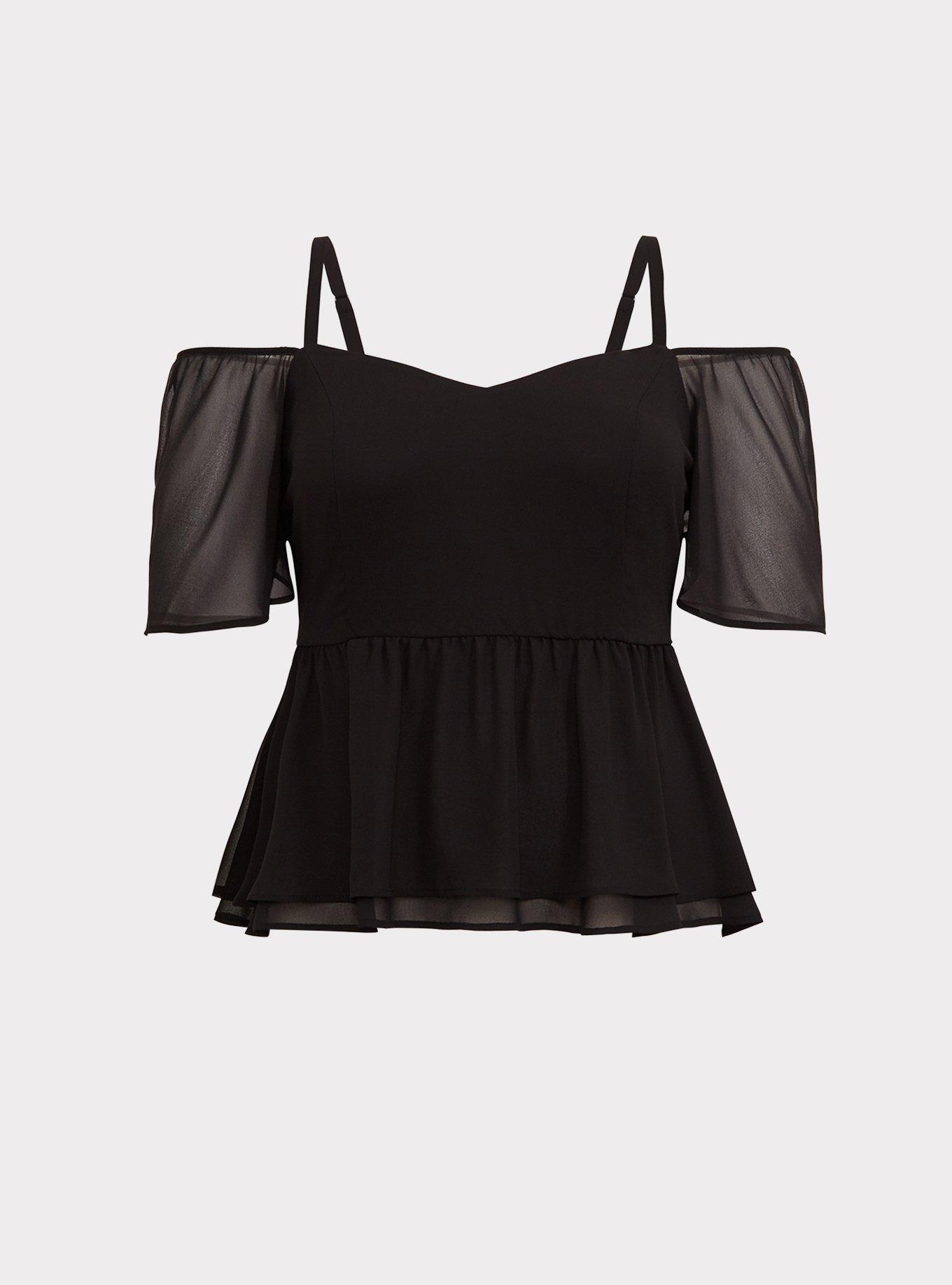 Plus Size Black Chiffon Cold Shoulder Cami Torrid
