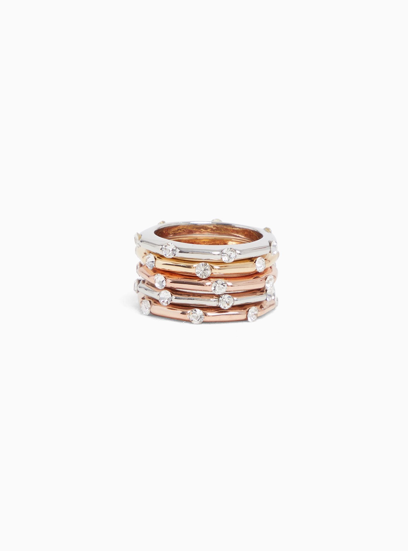 Plus Size - Rhinestone Stackable Ring Set - Set of 5 - Torrid