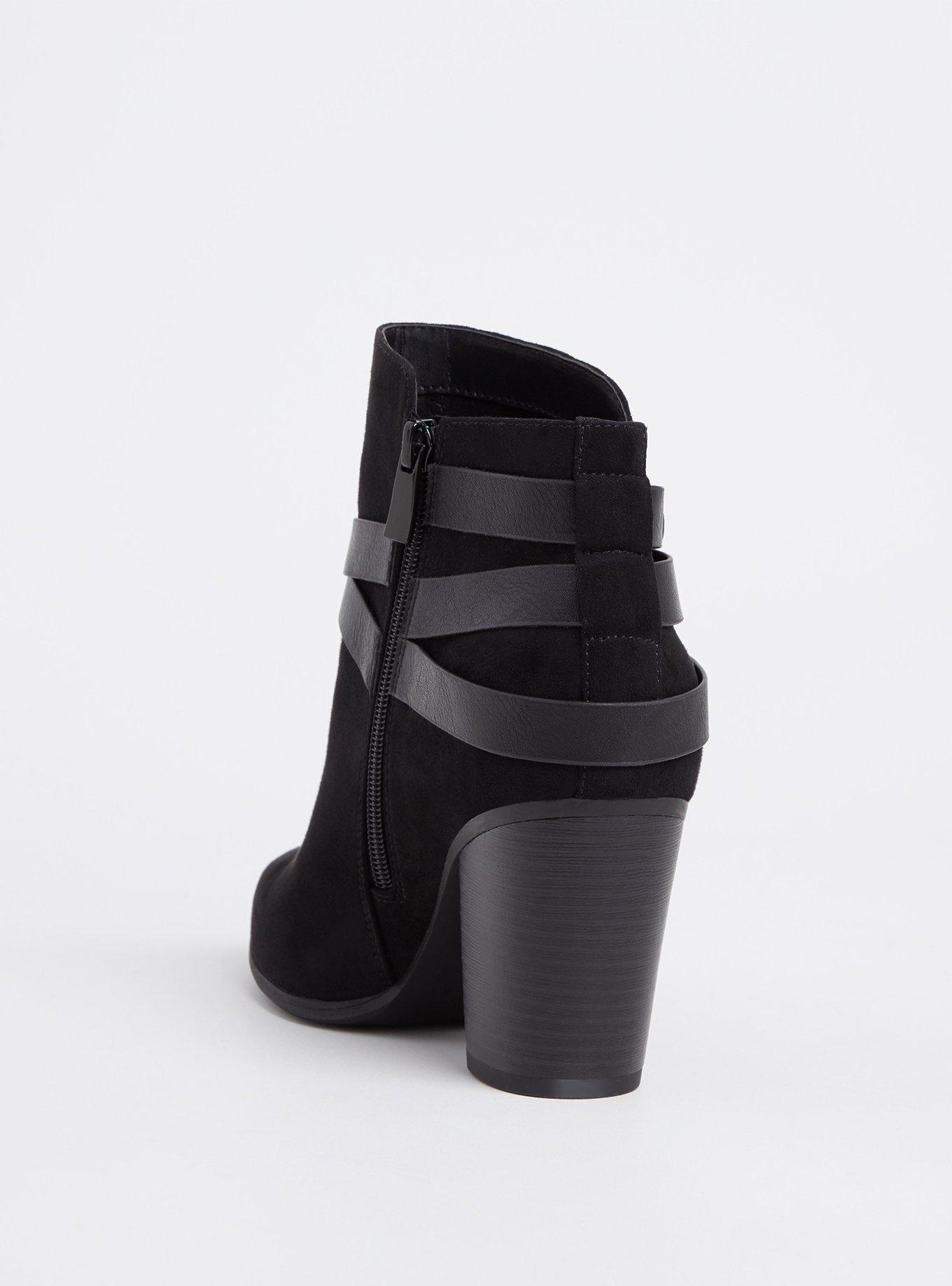 Faux Suede Strappy Bootie (WW), BLACK, alternate