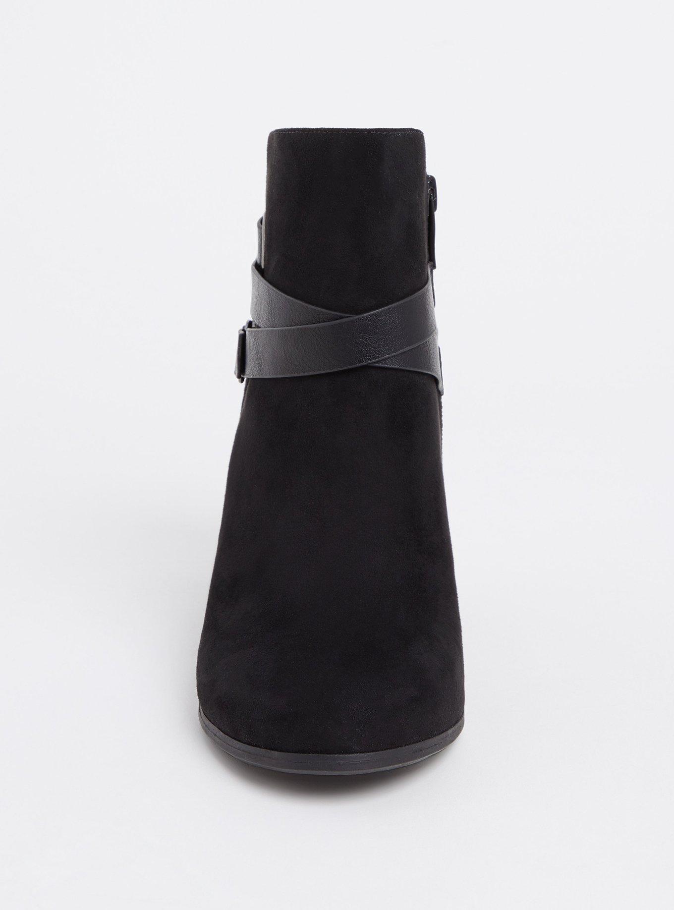 Faux Suede Strappy Bootie (WW), BLACK, alternate