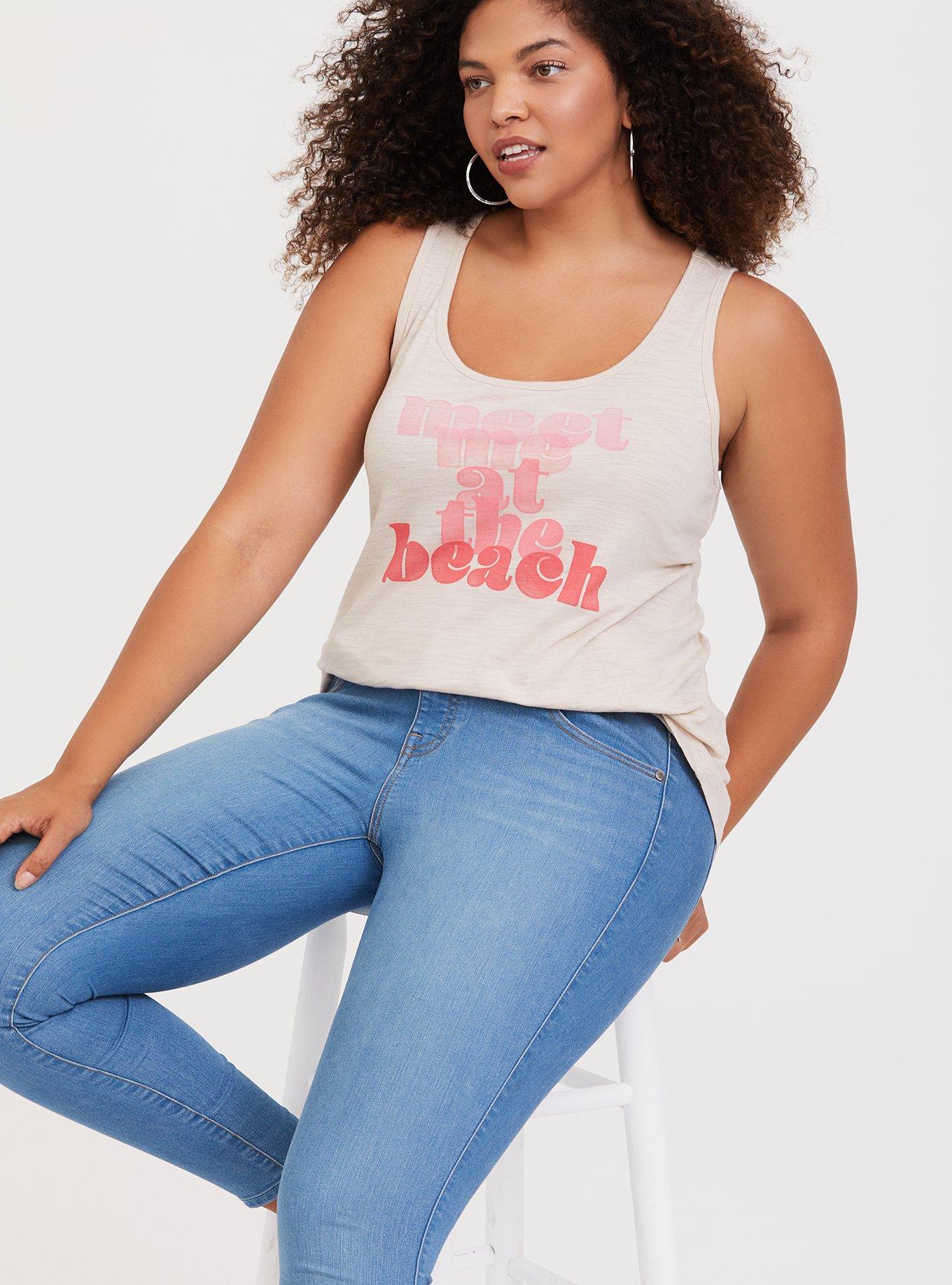 Plus Size Meet Me at the Beach Light Taupe Tank, NONEC, alternate