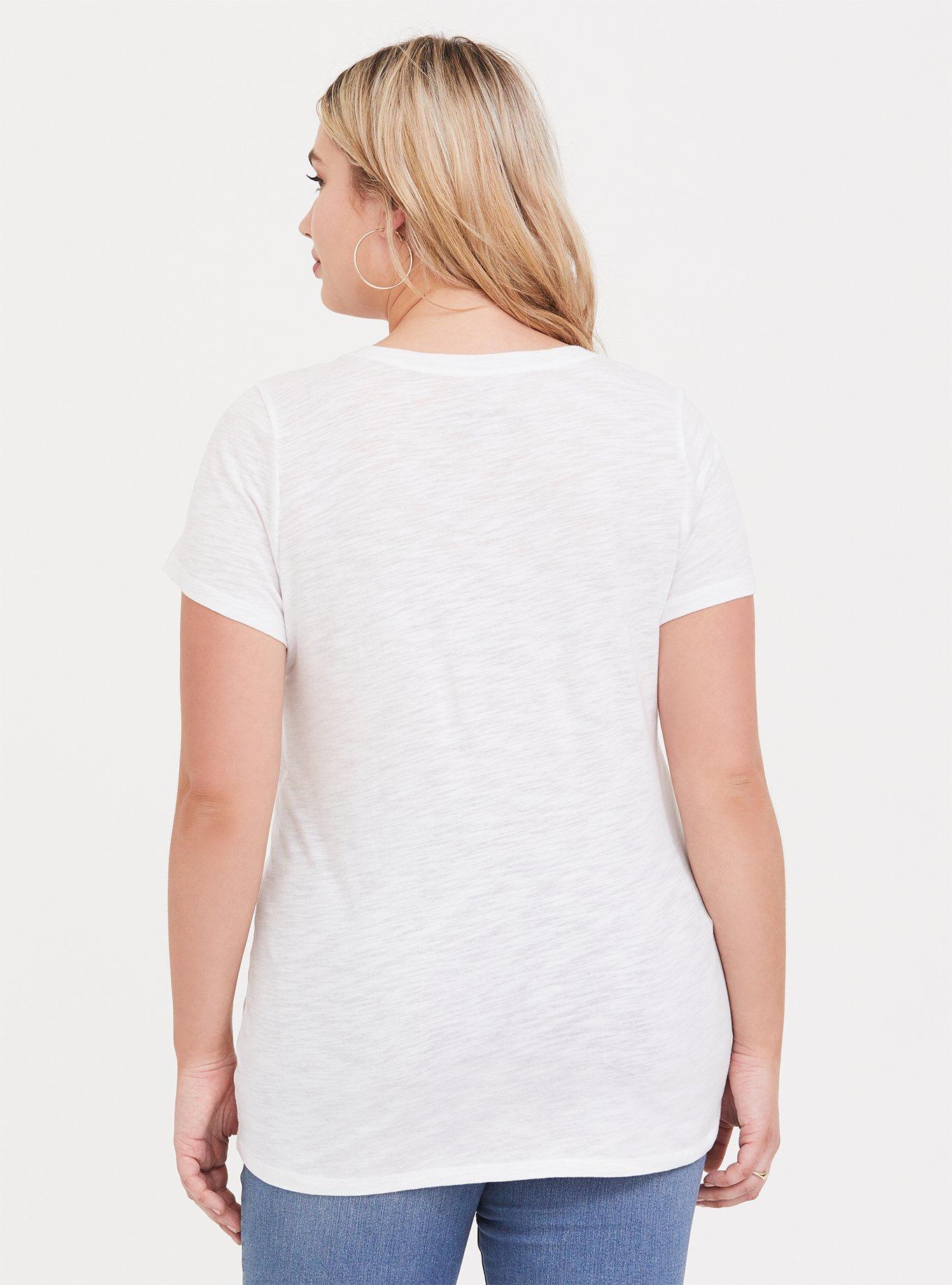 Plus Size Bonjour White Slim Fit Slub Crew Tee, WHITE, alternate