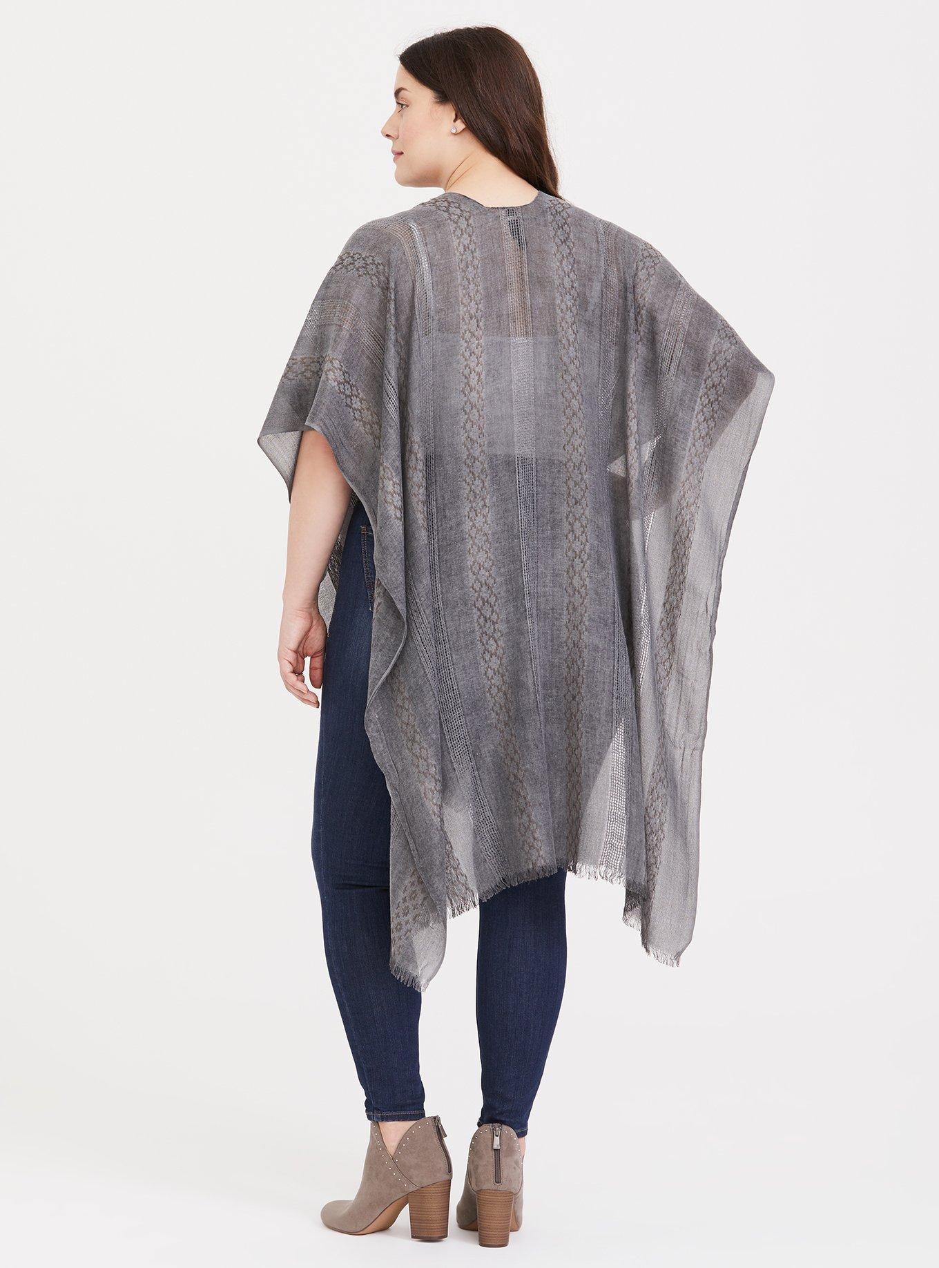 Plus Size - Grey Textured Knit Ruana - Torrid