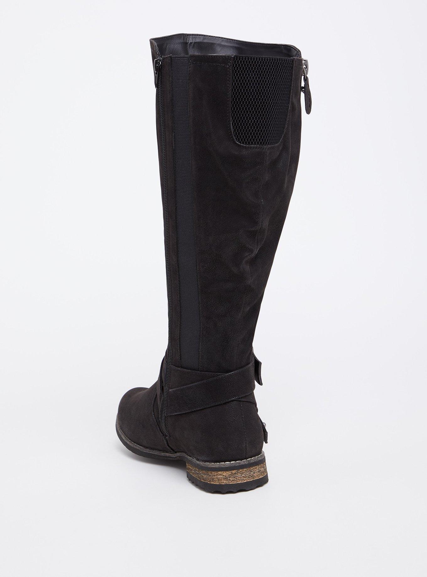 Brushed Faux Leather Tall Boot (WW), BLACK, alternate