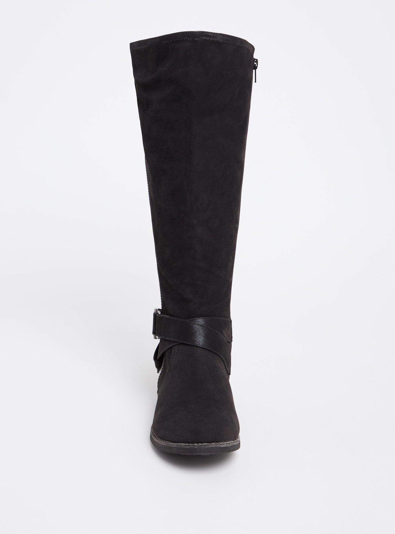 Brushed Faux Leather Tall Boot (WW), BLACK, alternate