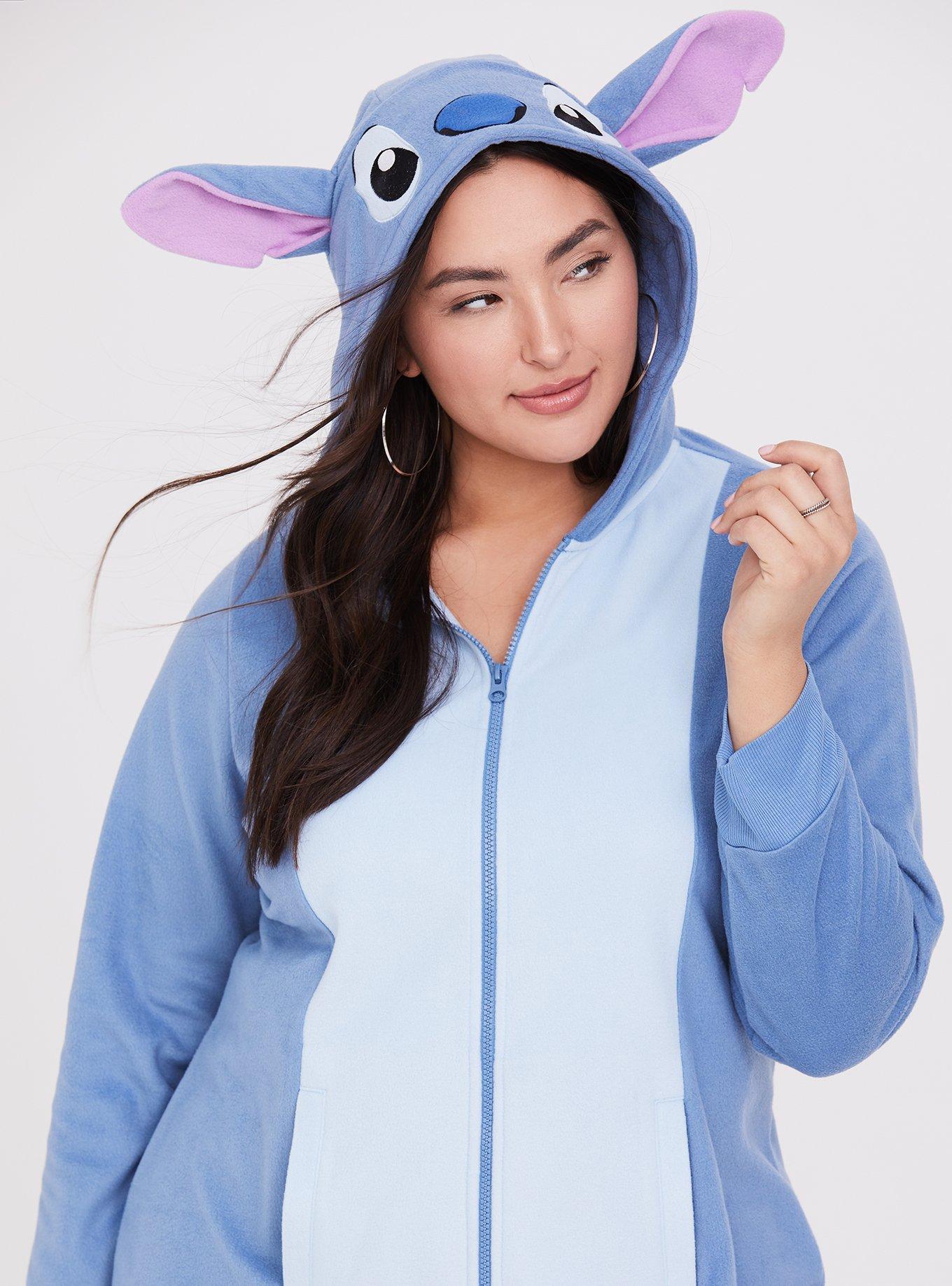 Plus Size Disney Stitch Blue Hooded Cozy Dress, BLUE, alternate