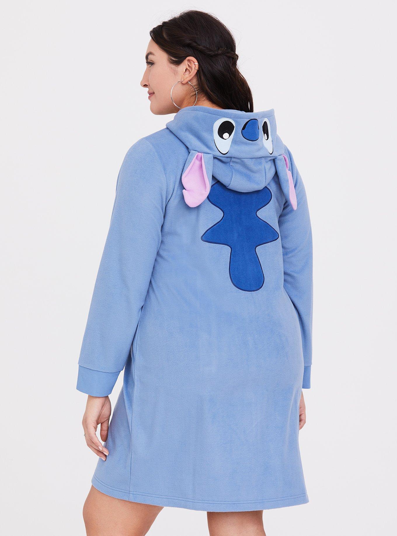 Plus Size Disney Stitch Blue Hooded Cozy Dress, BLUE, alternate
