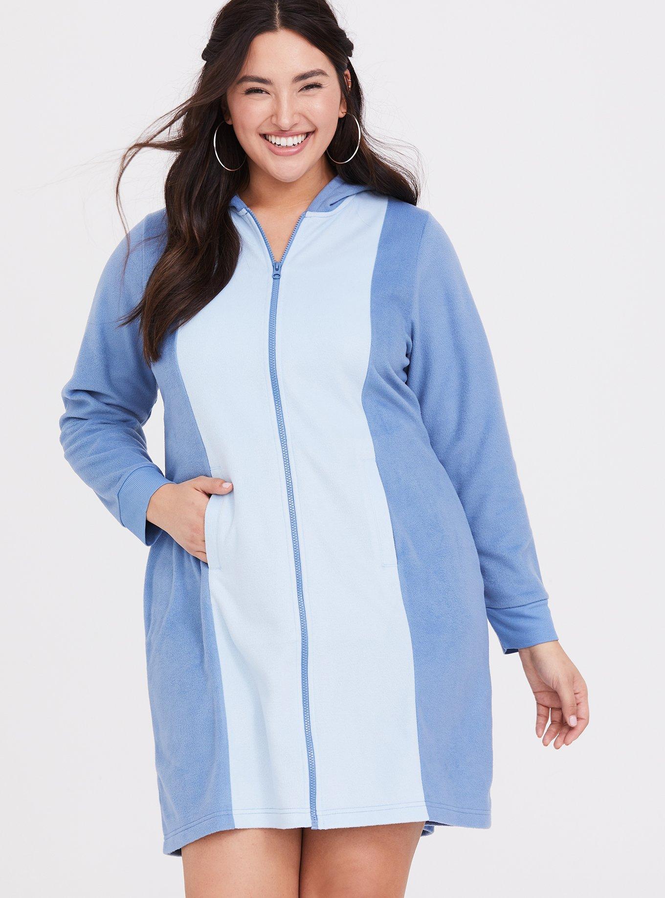 Plus Size Disney Stitch Blue Hooded Cozy Dress, BLUE, alternate