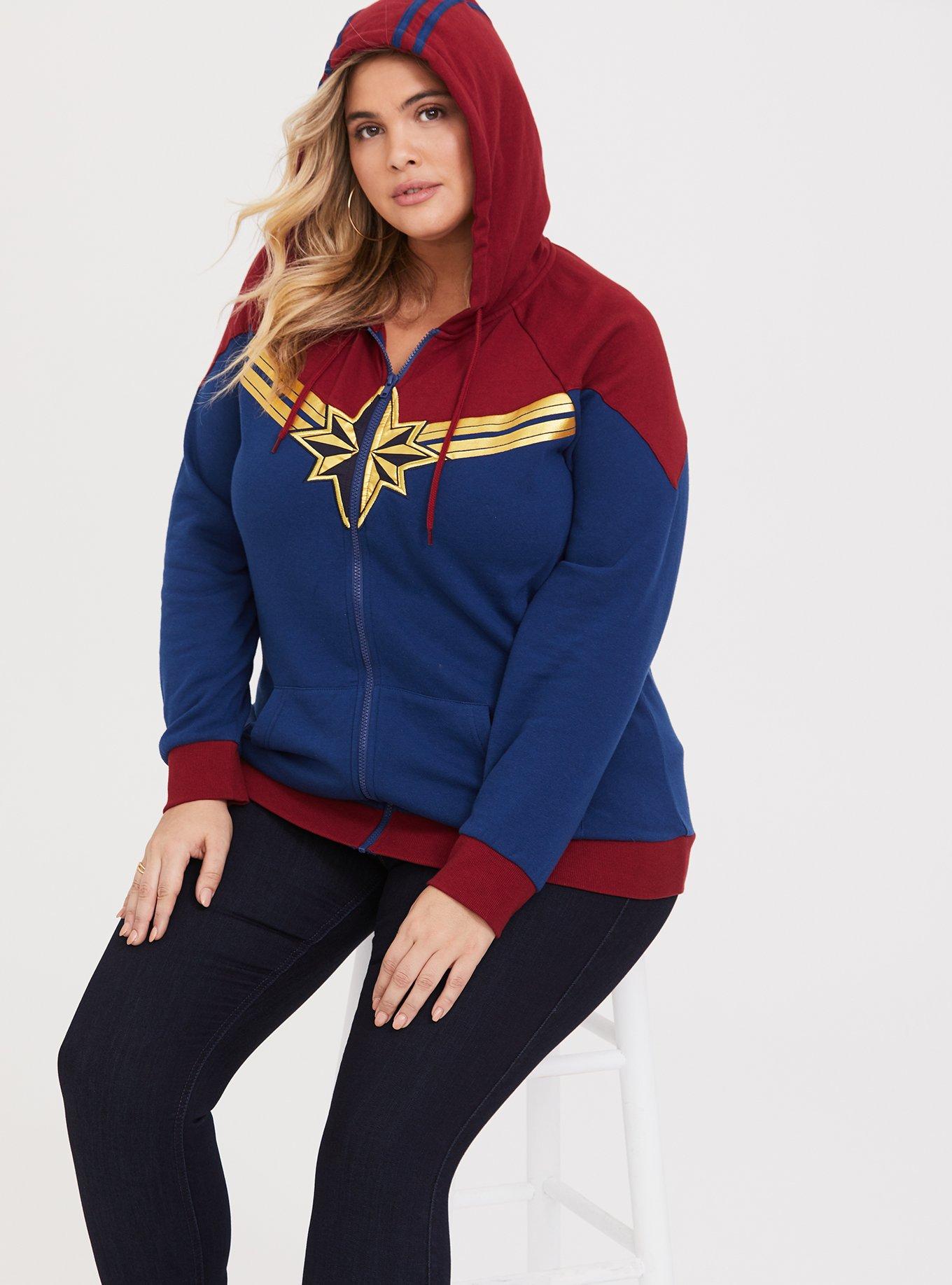 Plus Size - Her Universe DC Comics Wonder Woman Red & Blue Zip Hoodie -  Torrid