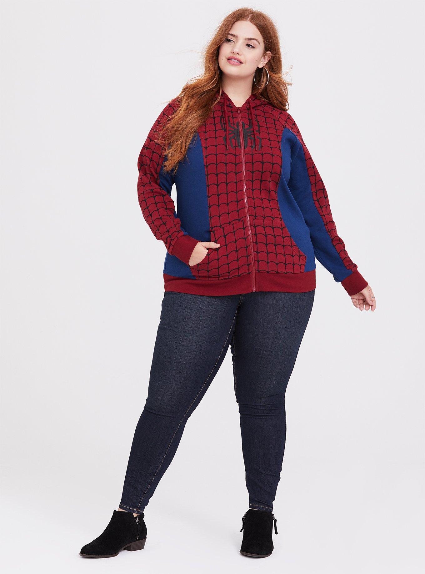 Her Universe Marvel Spiderman Red & Blue Zip Hoodie, MULTI, alternate