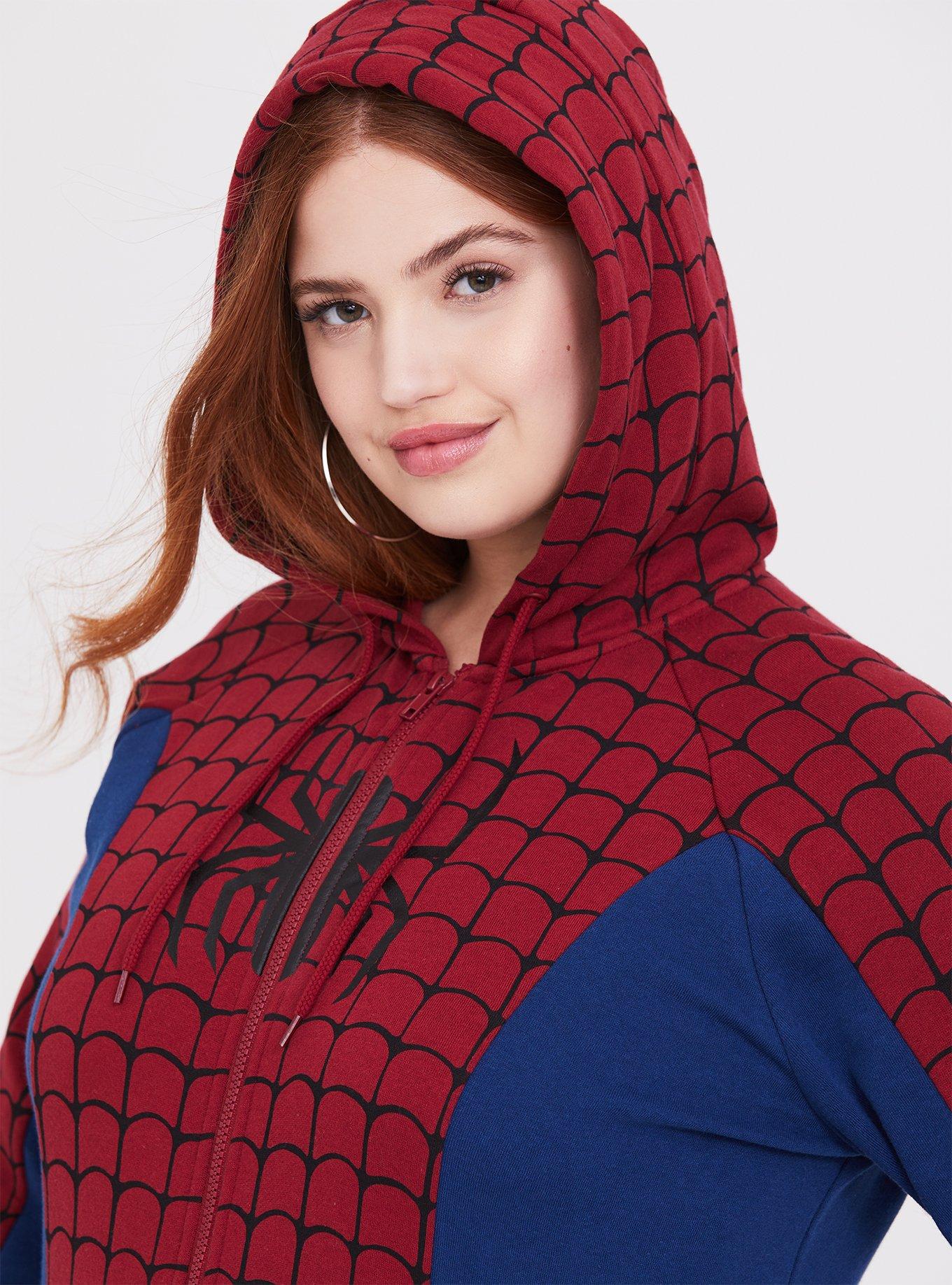 Plus Size - Her Universe Marvel Spiderman Red & Blue Zip Hoodie