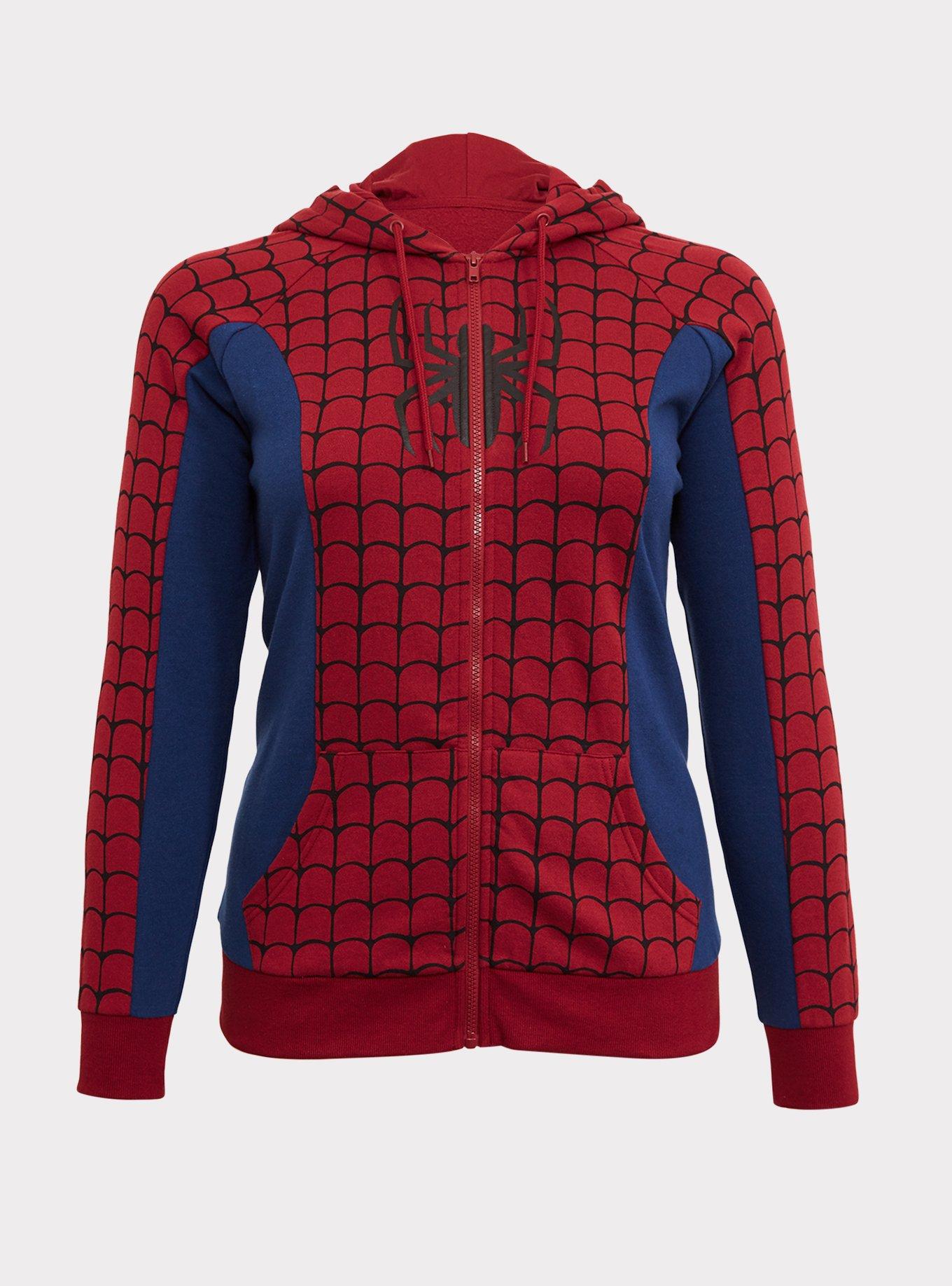 Plus Size - Her Universe Marvel Spiderman Red & Blue Zip Hoodie