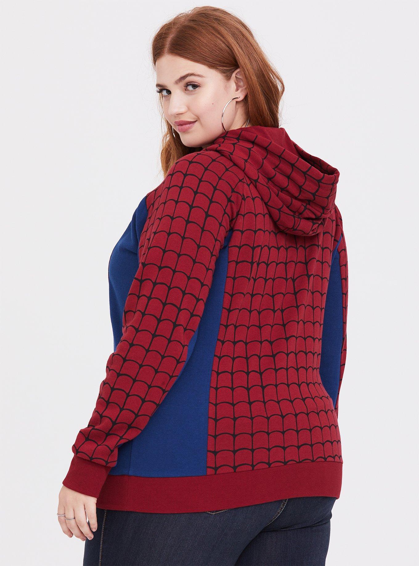 Plus Size - Her Universe Marvel Spiderman Red & Blue Zip Hoodie