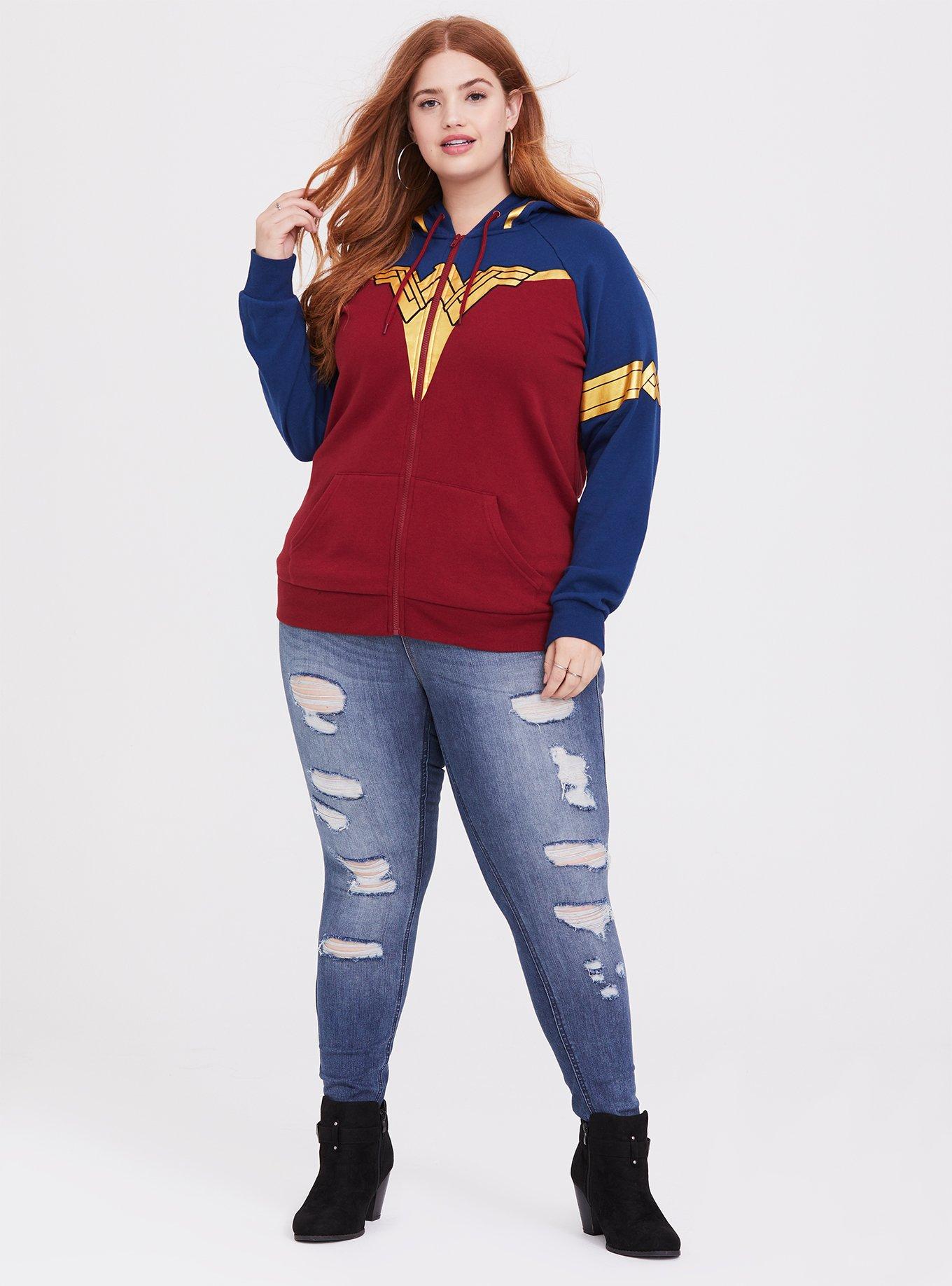 Plus Size - Her Universe DC Comics Wonder Woman Red & Blue Zip