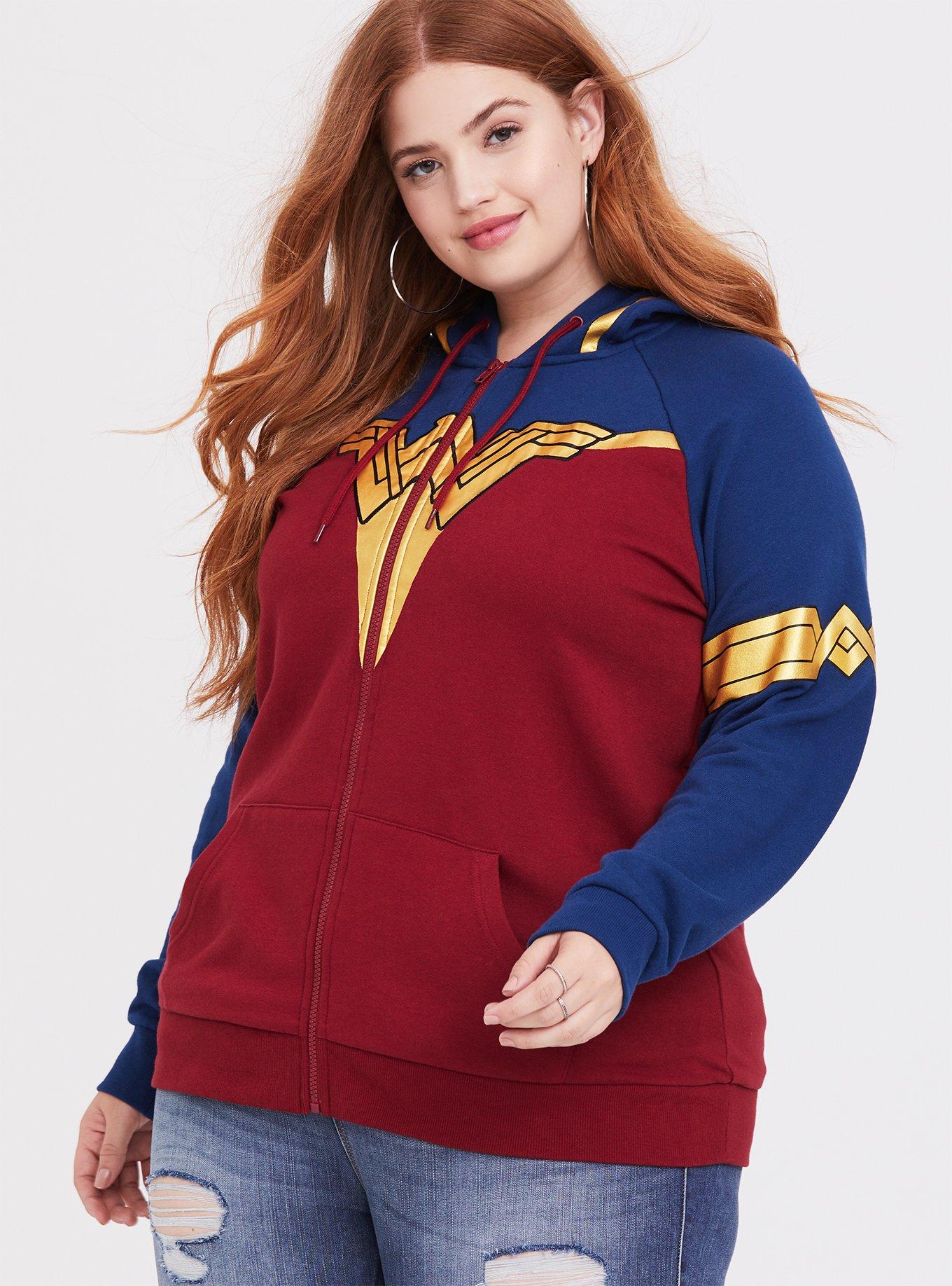 Plus Size - Her Universe DC Comics Wonder Woman Red & Blue Zip