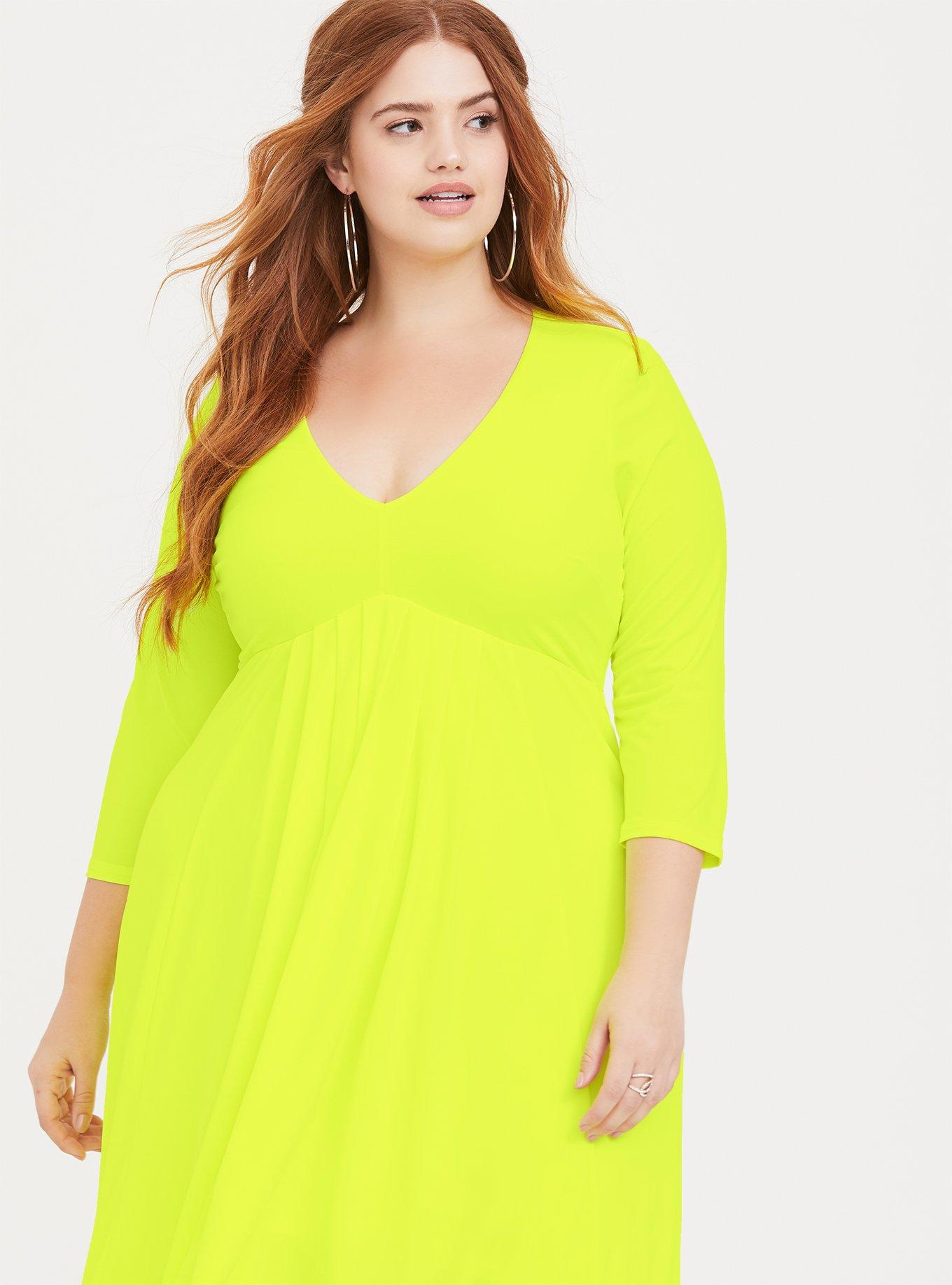 Plus Size - Neon Yellow Studio Knit Hi-Lo Dress - Torrid