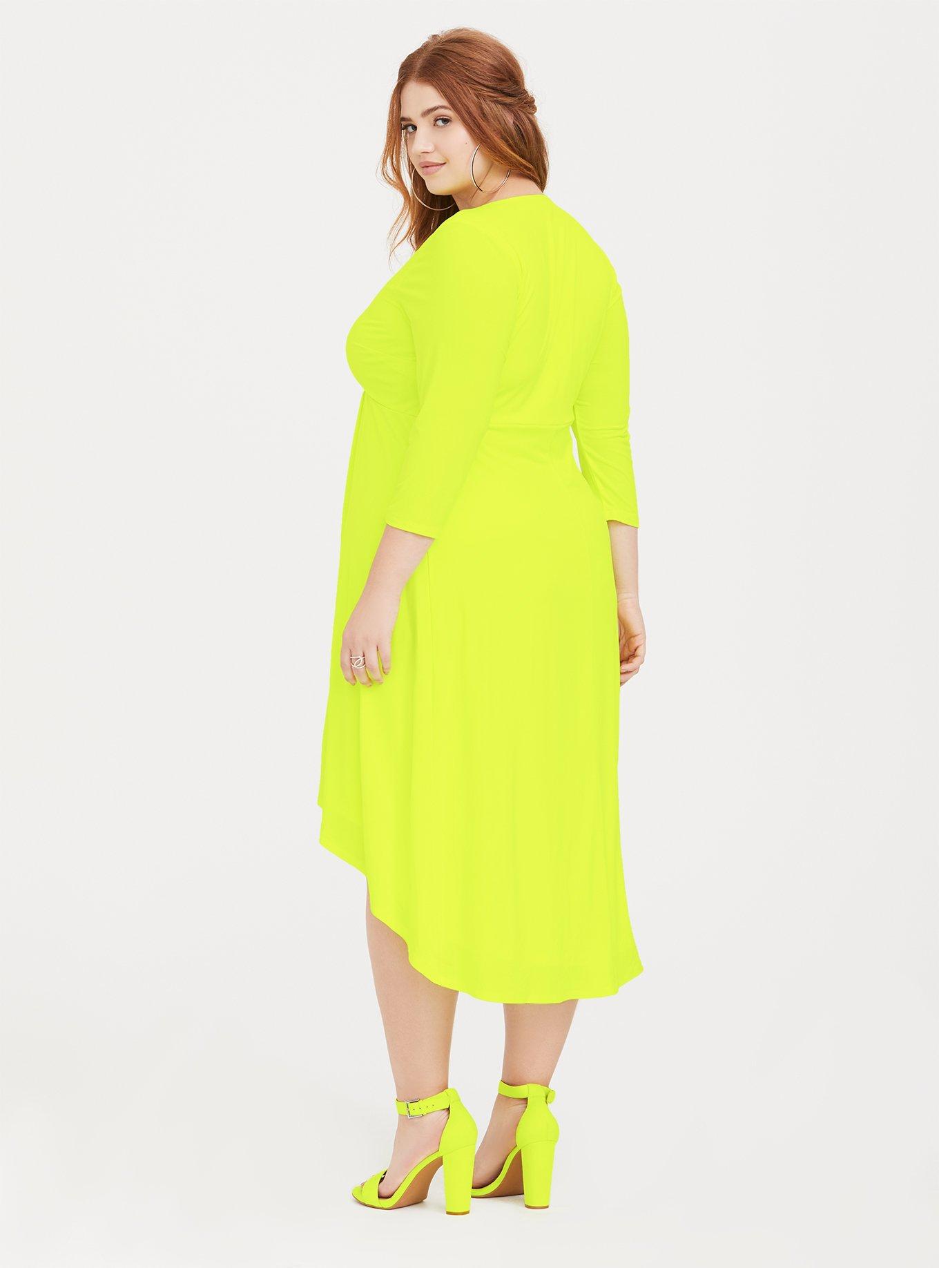 Plus Size - Neon Yellow Studio Knit Hi-Lo Dress - Torrid