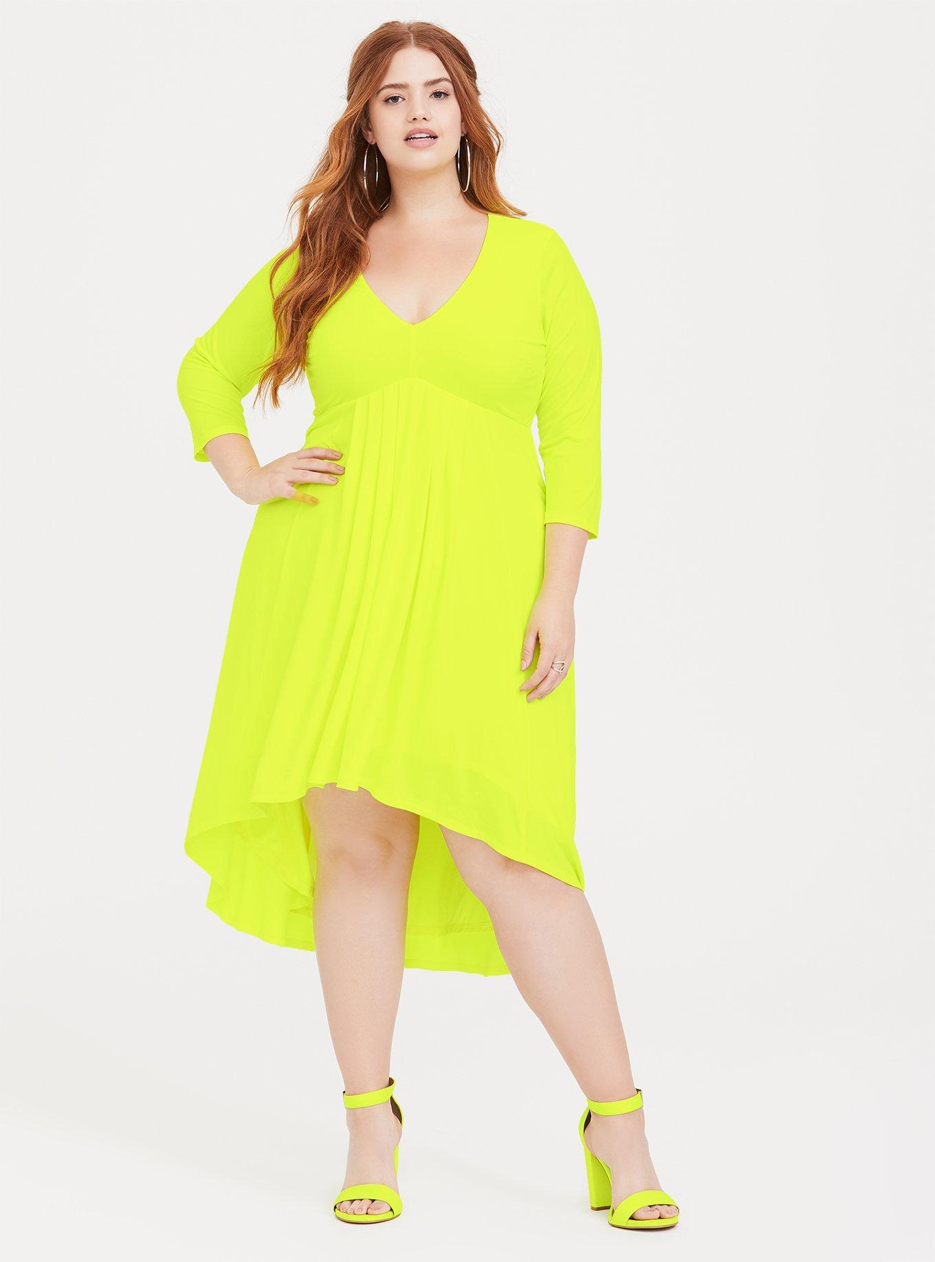 ForeverScuba puff-sleeve Blush neon-green dress - Blushouse