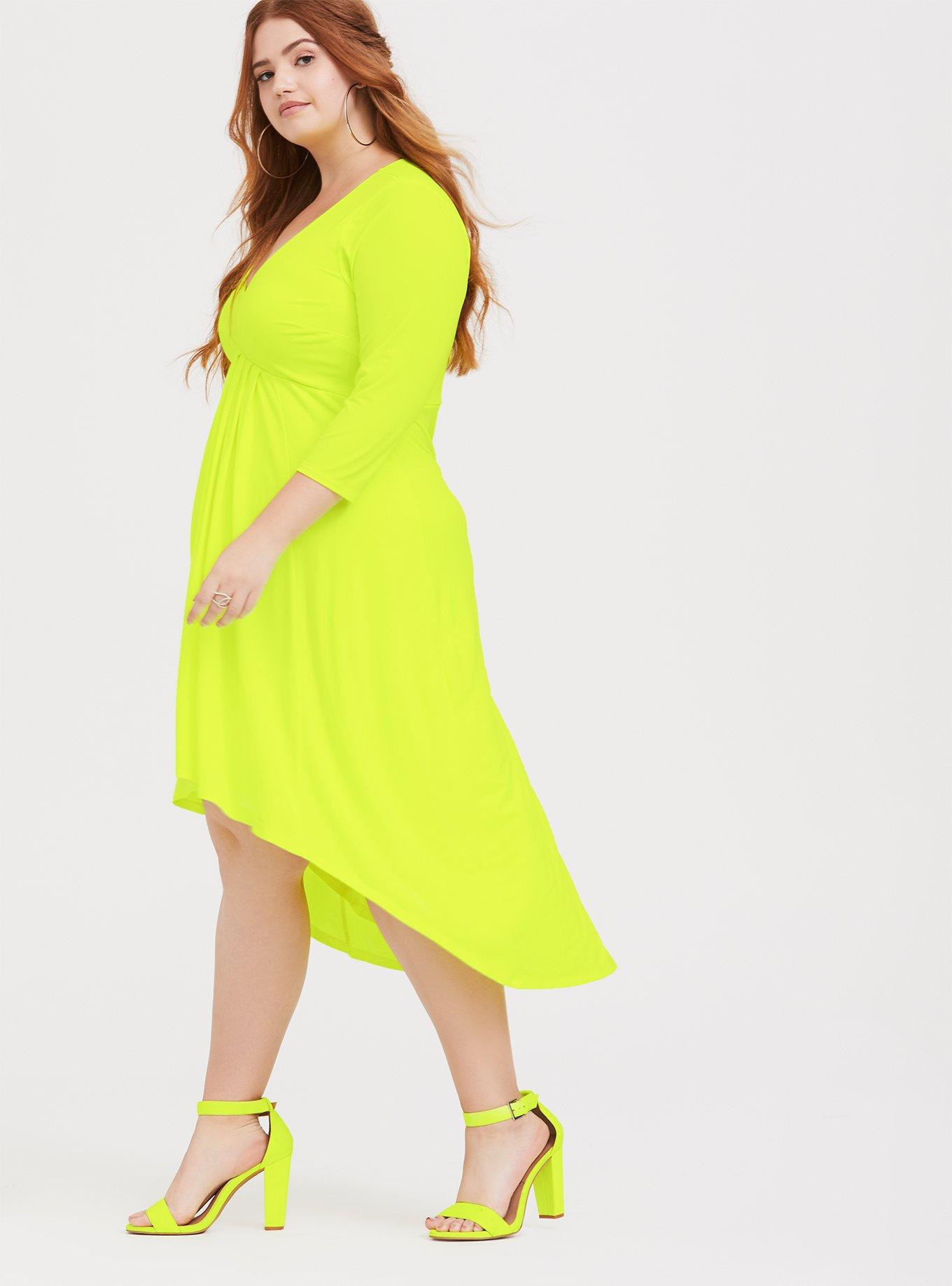 Plus Size - Neon Yellow Studio Knit Hi-Lo Dress - Torrid
