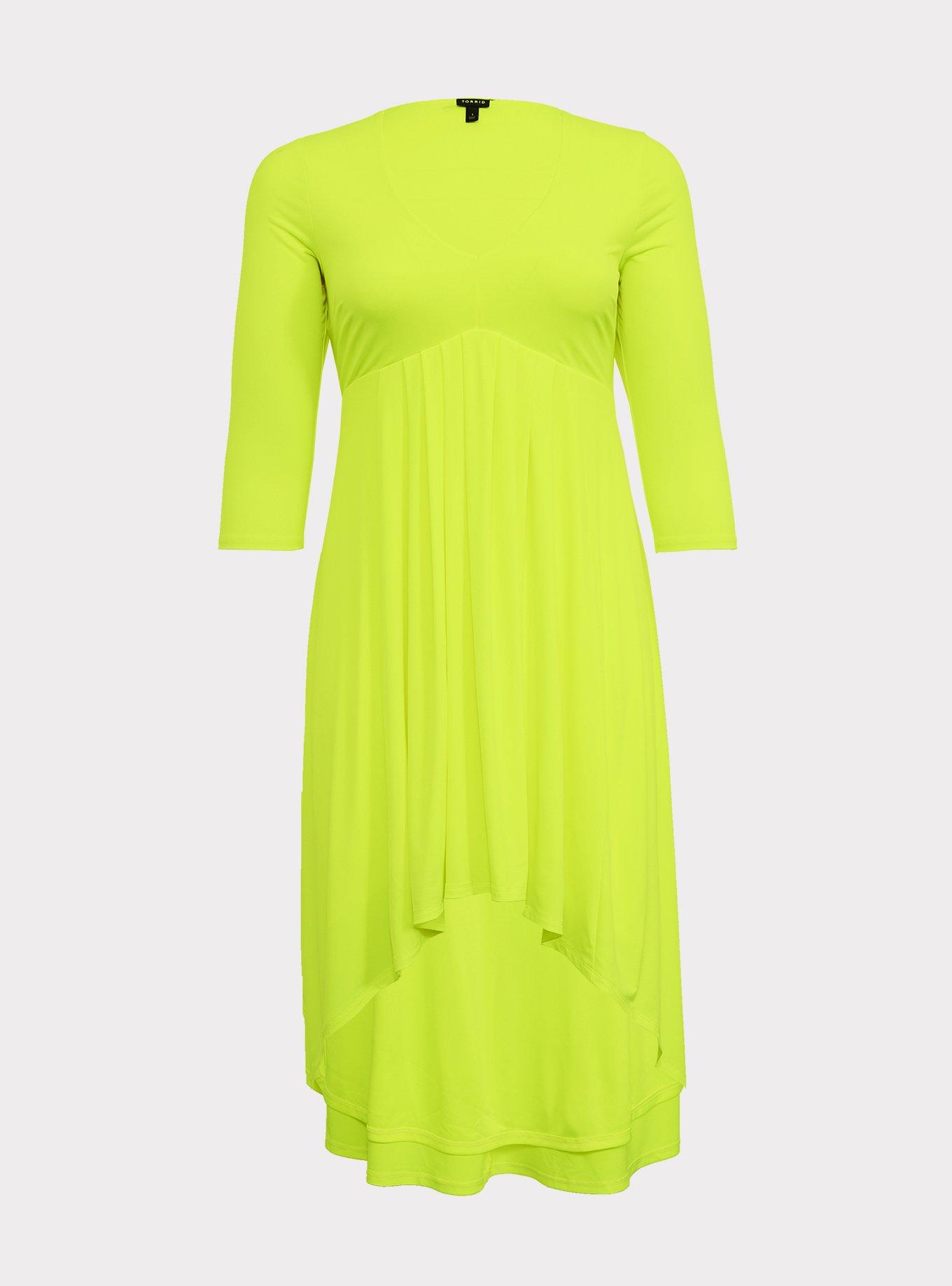 Neon Yellow Studio Knit Hi-Lo Dress, , hi-res