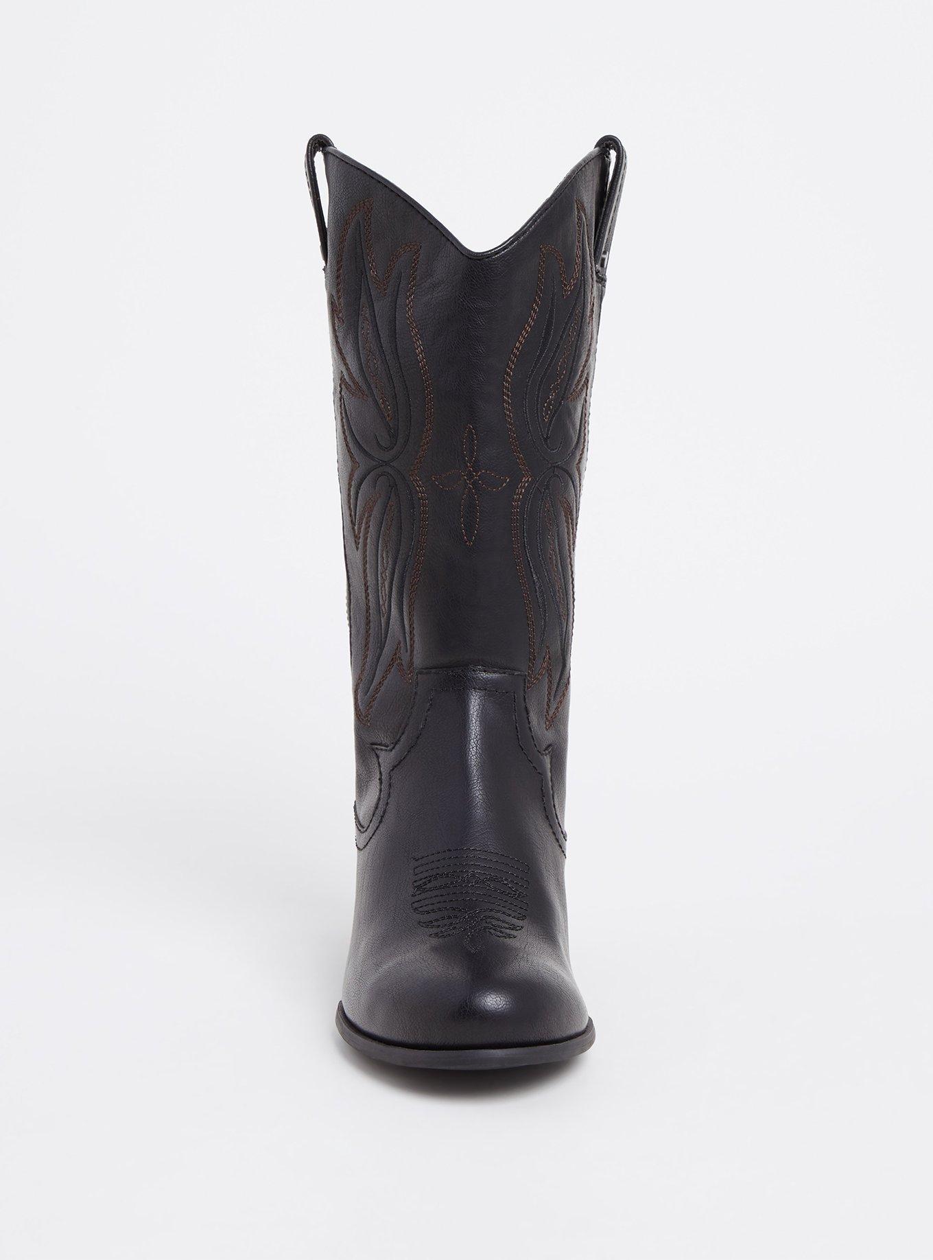 Tall Stitched Western Boot (WW), BLACK, alternate