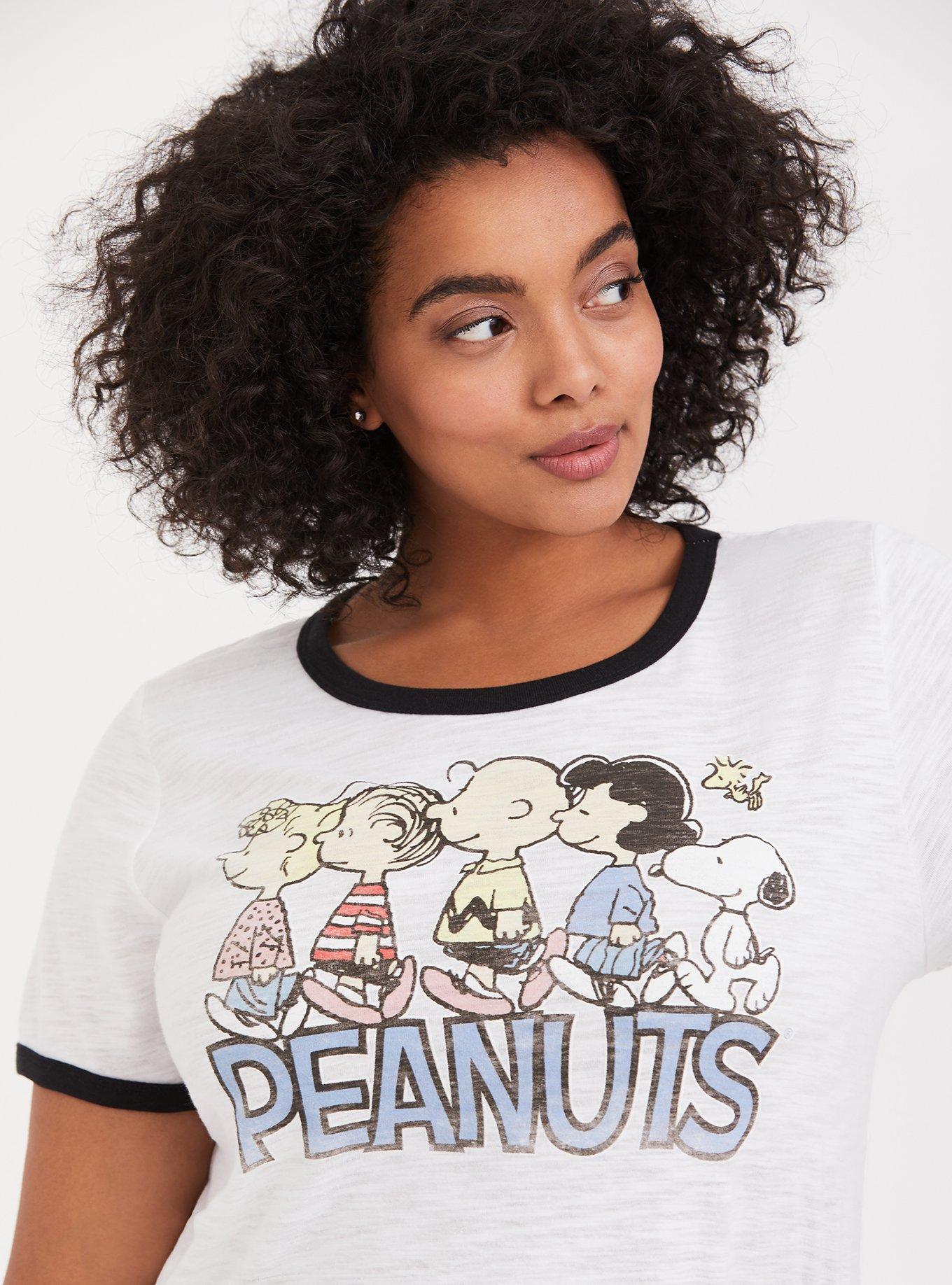 Peanuts Womens 2 PC White Charlie Brown Snoopy Shirt T-Shirt