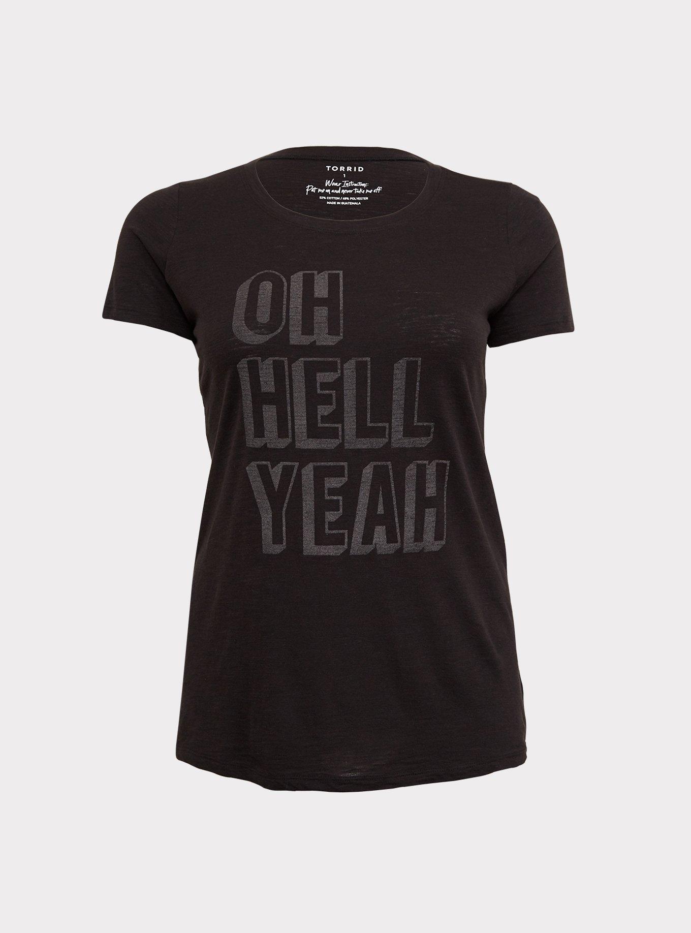 Black Hell Yeah Slim Fit Slub Tee, DEEP BLACK, hi-res