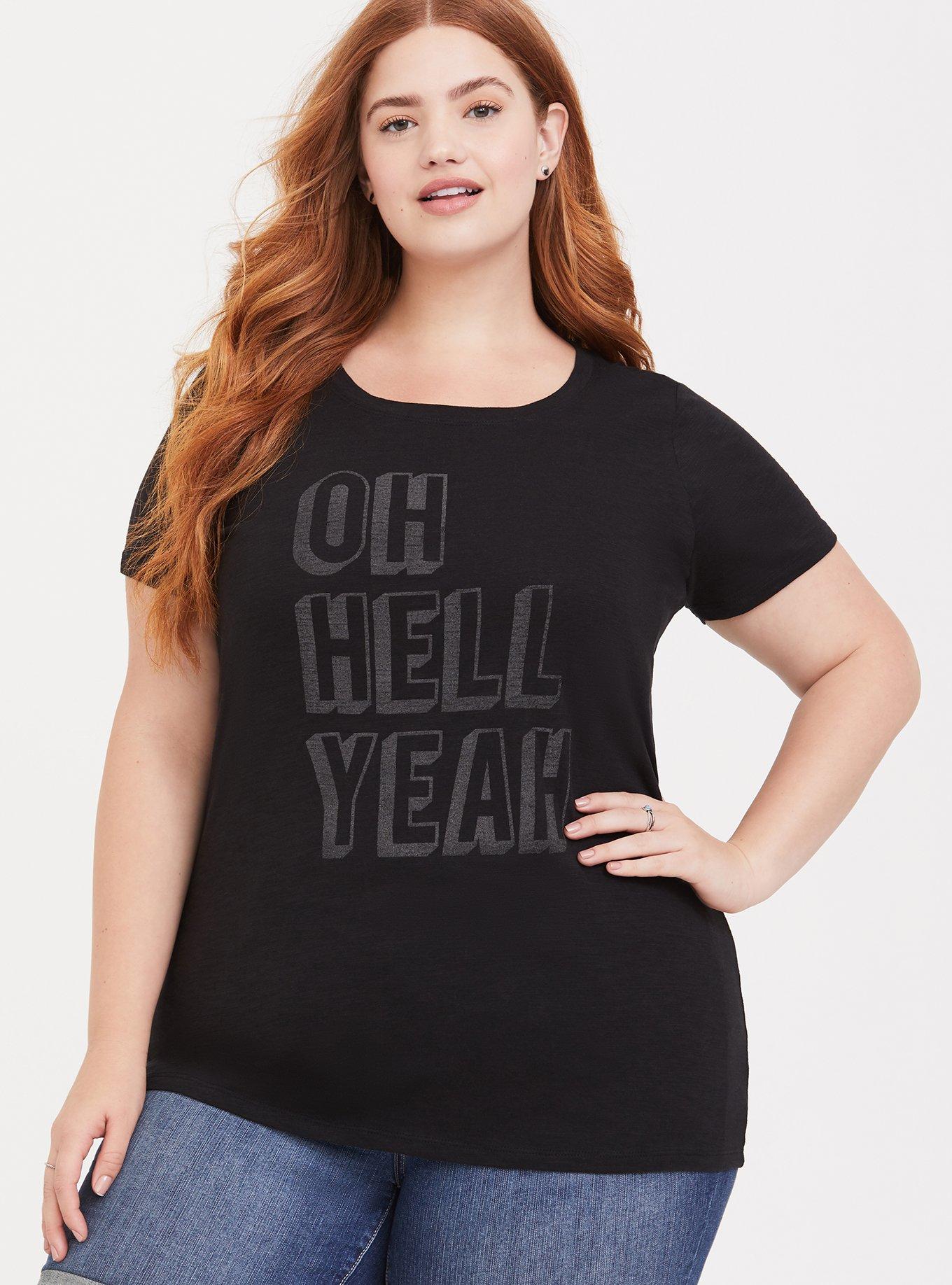 Black Hell Yeah Slim Fit Slub Tee, DEEP BLACK, hi-res