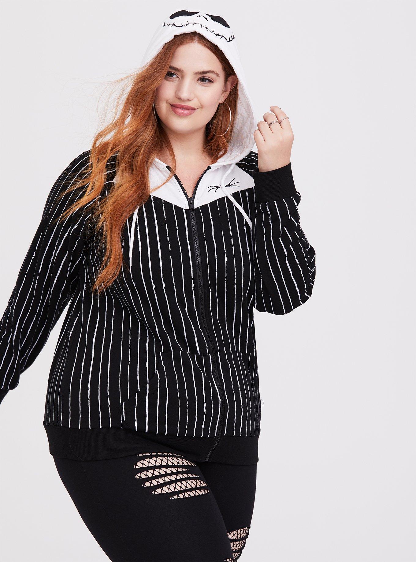 Plus Size Disney The Nightmare Before Christmas Jack Skellington Black Hoodie, BLACK WHITE, alternate