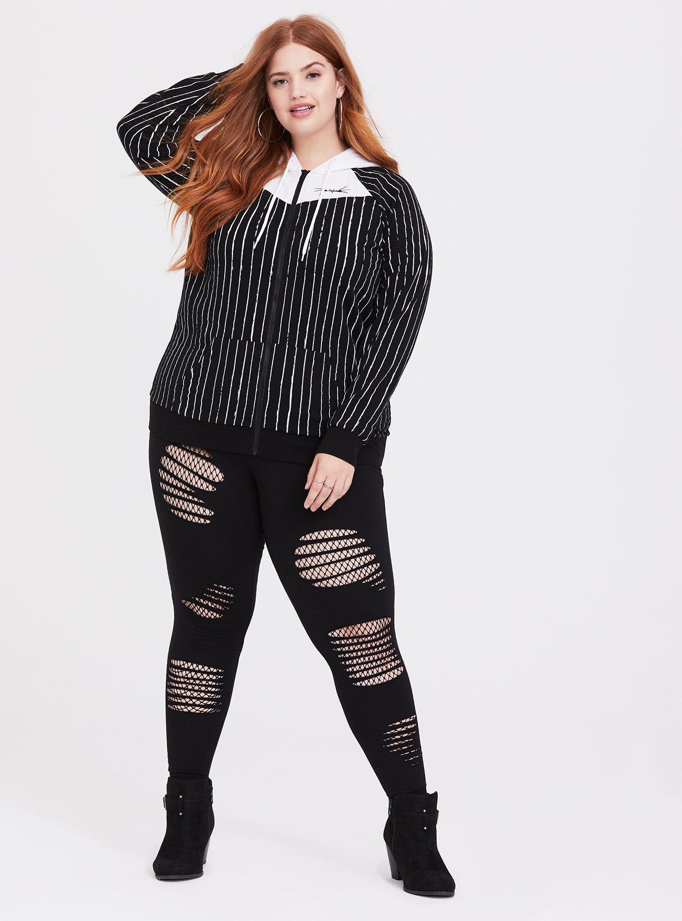 Plus Size Disney The Nightmare Before Christmas Jack Skellington Black Hoodie, BLACK WHITE, alternate